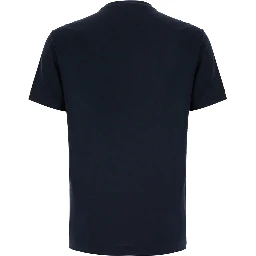 Blue Crew neck T-shirt with address print in cotton for men