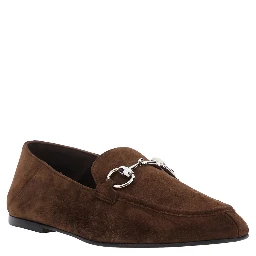 Pierre Brown loafers with front Horsebit plaque in suede for women