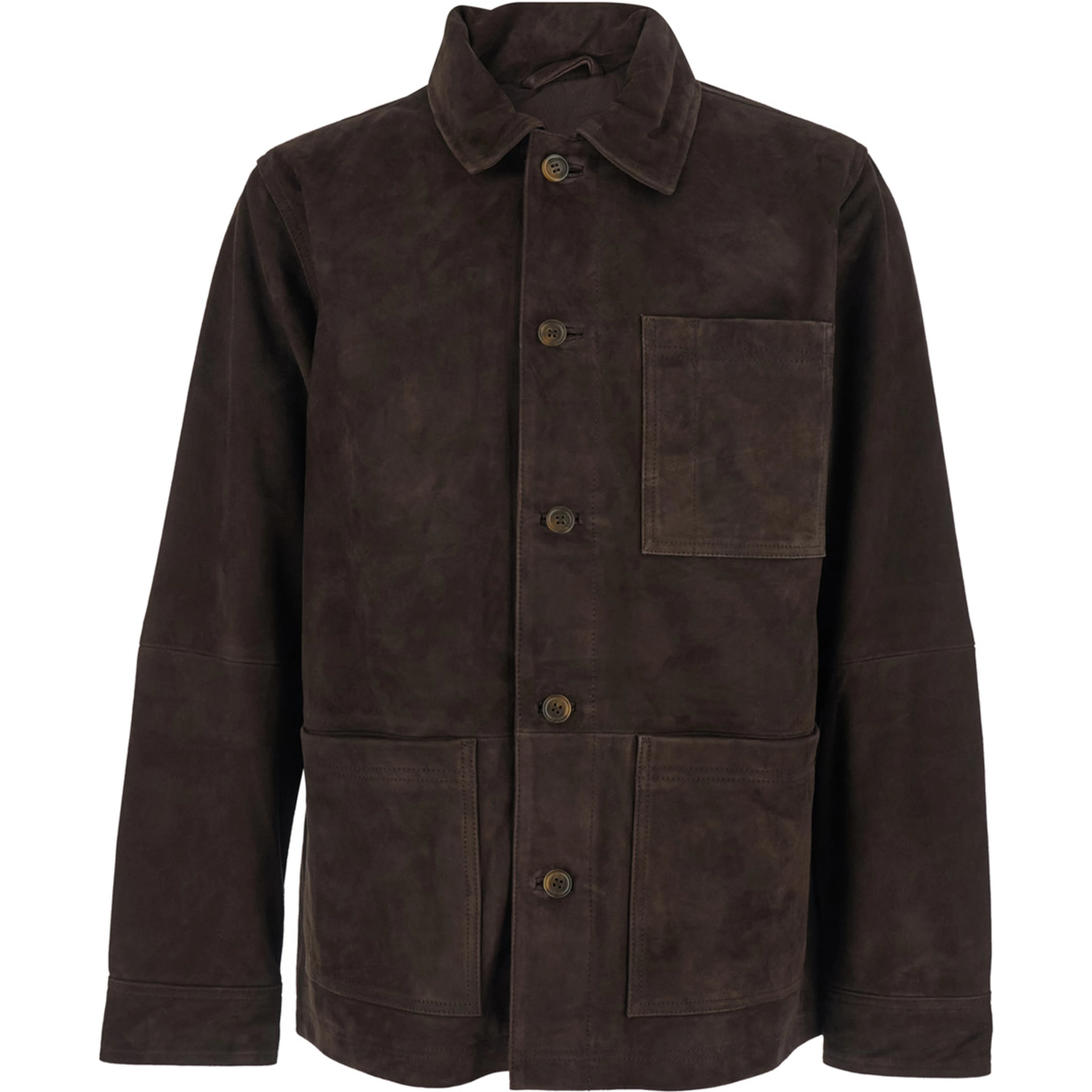Jacket CAMOSCIO Brown with Leather Front Closure Men