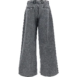 Unisex pleated jeans in black cotton