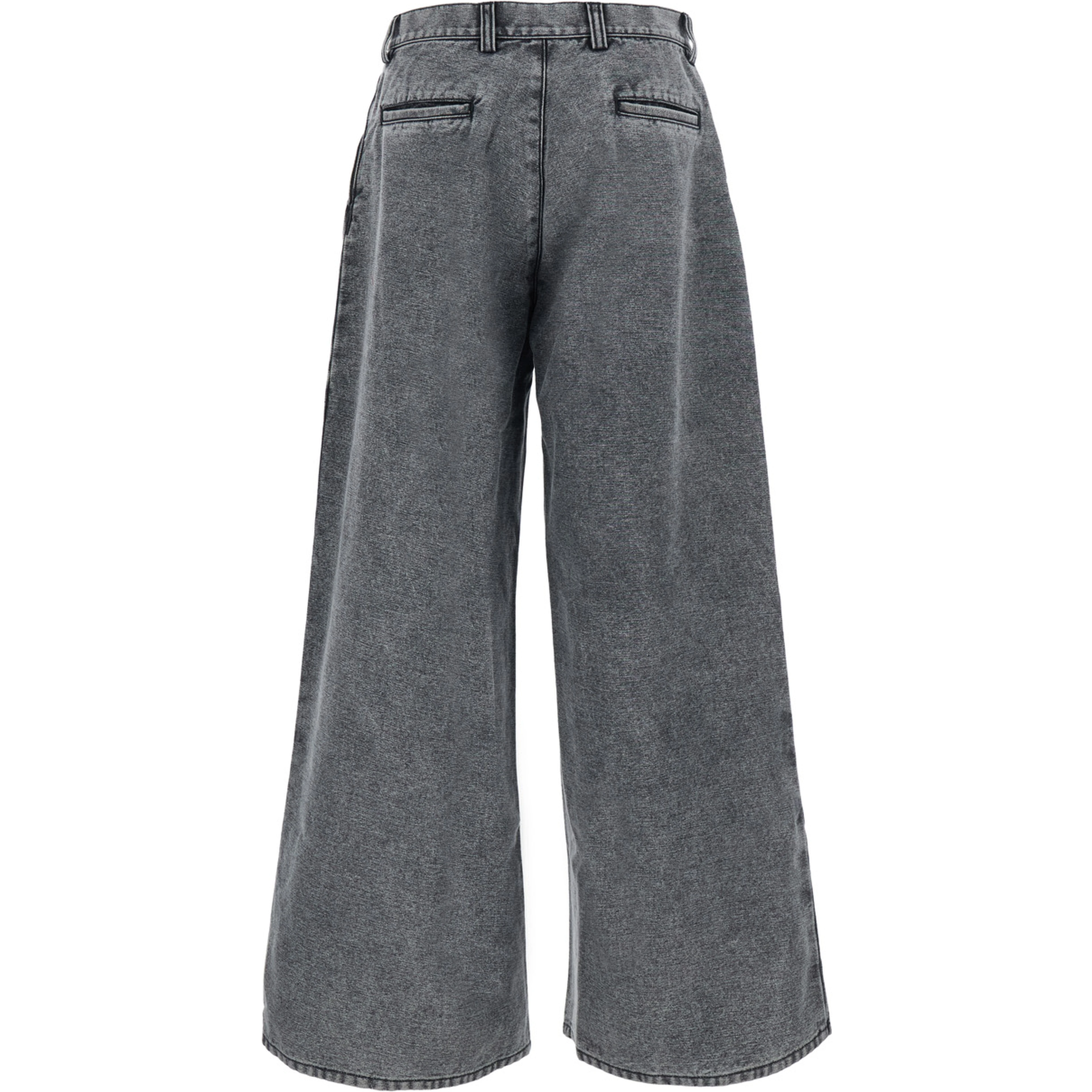 Unisex pleated jeans in black cotton
