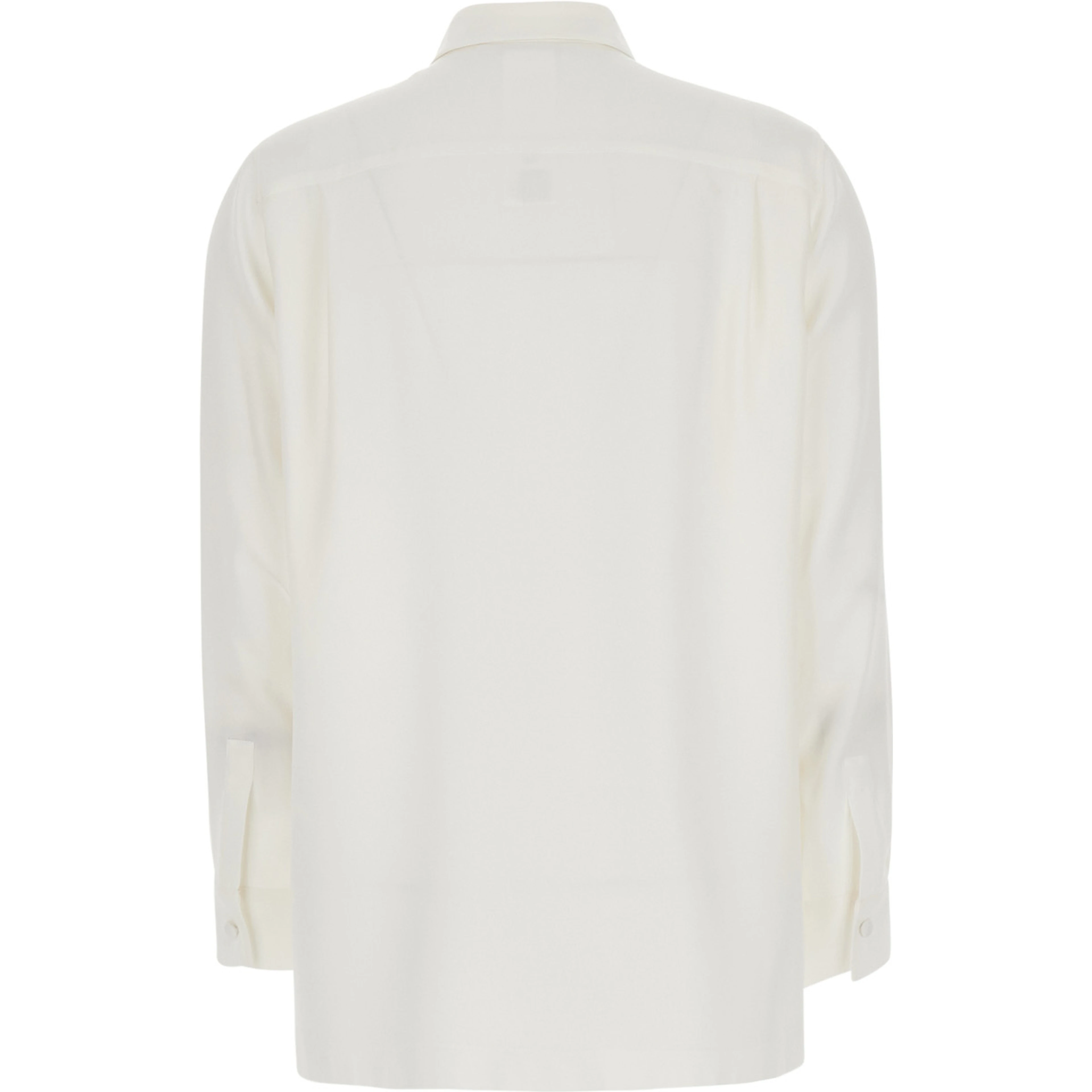 Geranio White Shirt with Classic Collar and Logo Embroidery on the Front in Silk for Women