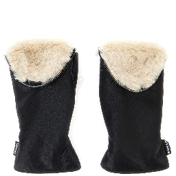 Black Gloves with Zip Closure and Eco-Fur Lining in Tech Fabric for Women