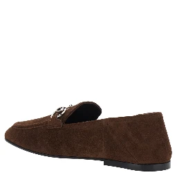 Pierre Brown loafers with front Horsebit plaque in suede for women