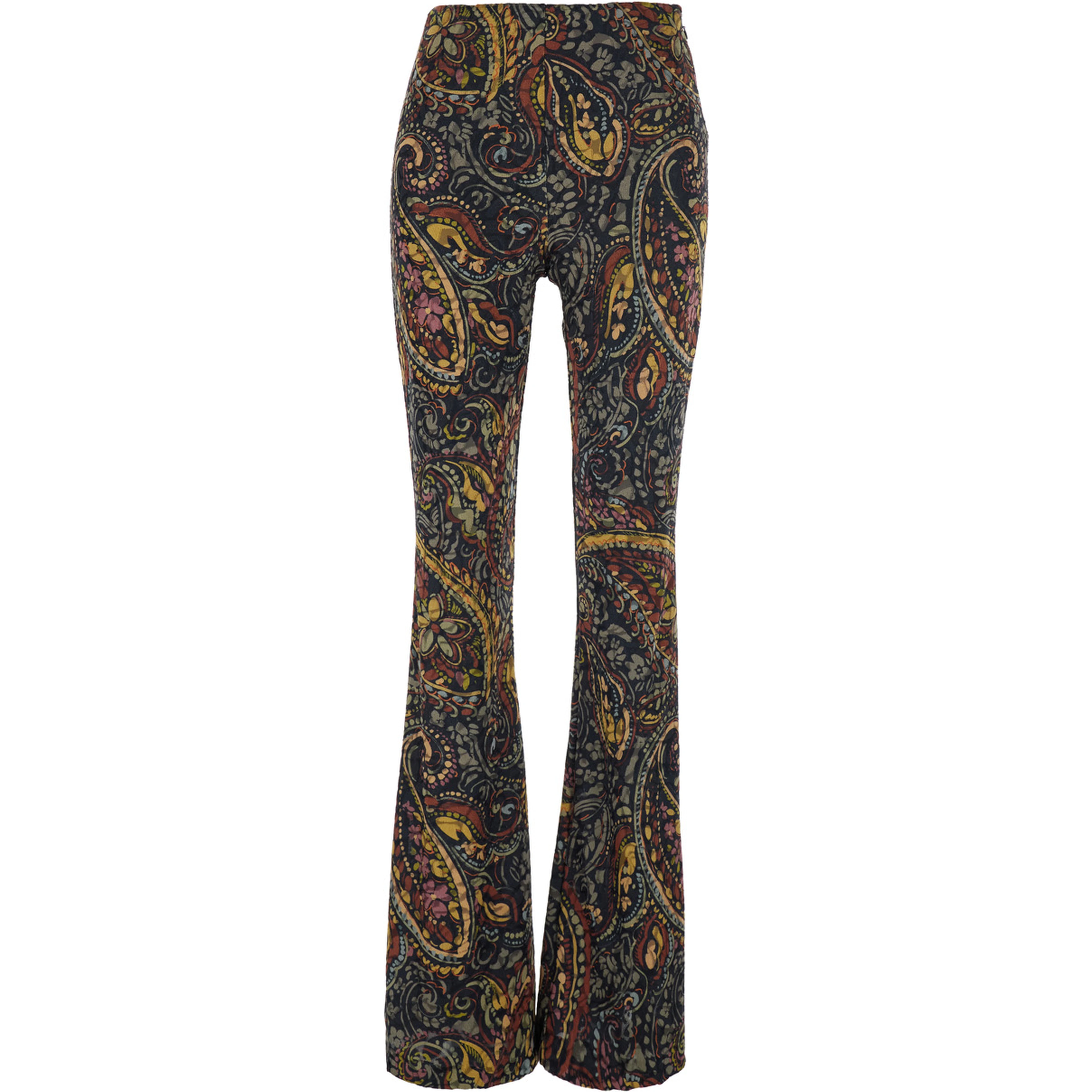 Multicolor Flared Leg Pants with All-Over Print in Tech Fabric for Women