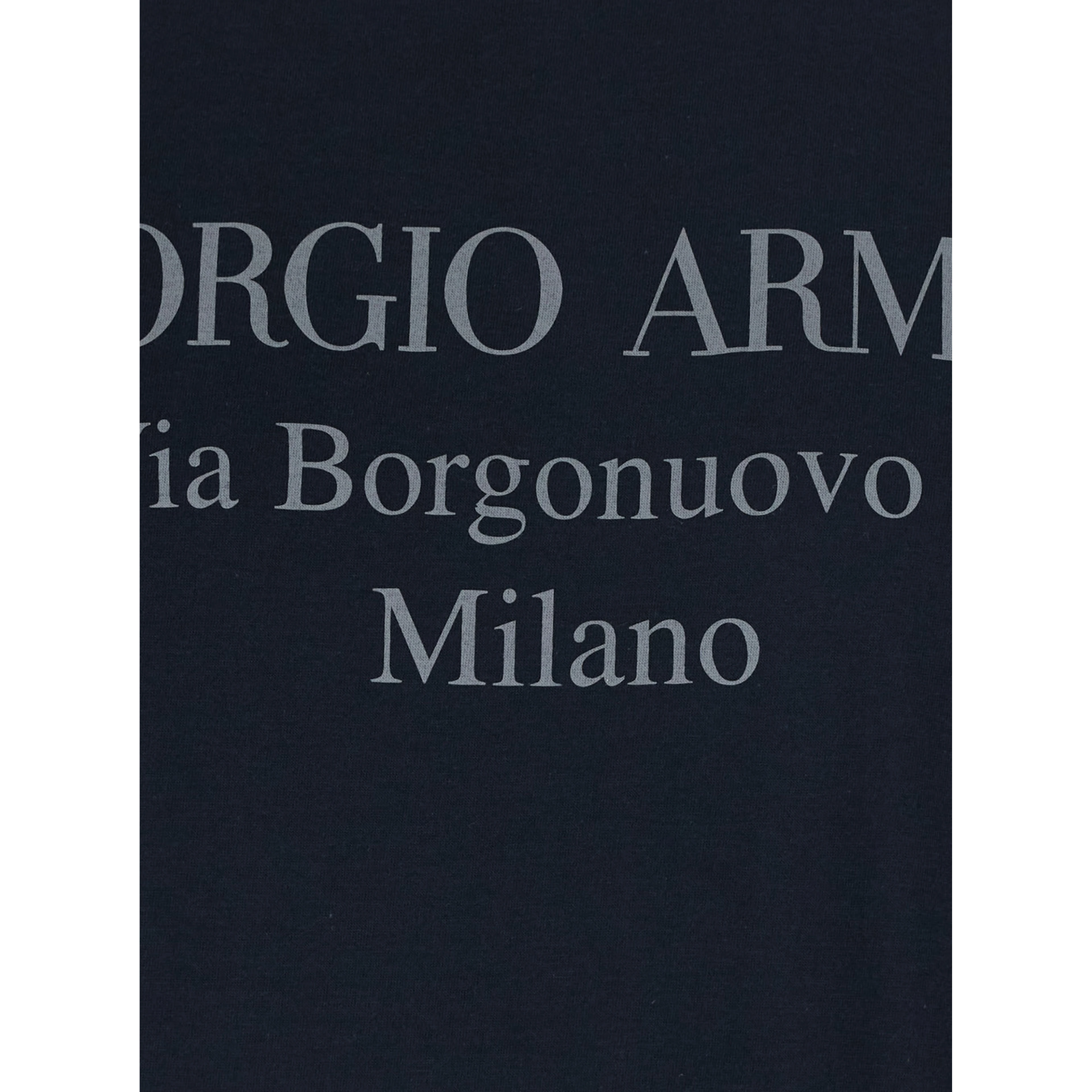 Blue Crew neck T-shirt with address print in cotton for men