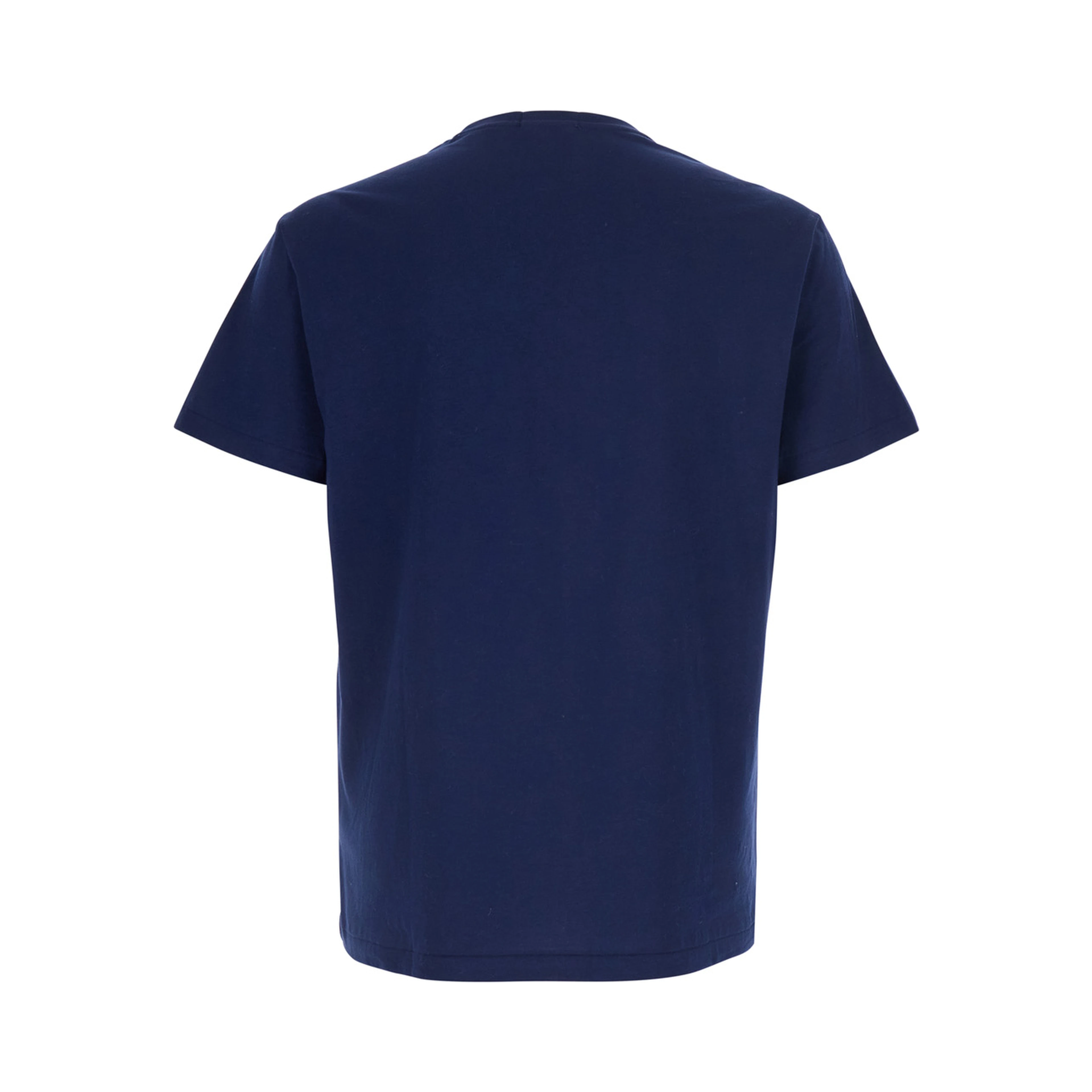 Blue Crew Neck T-Shirt with Maxi Print on the Front in Cotton for Men