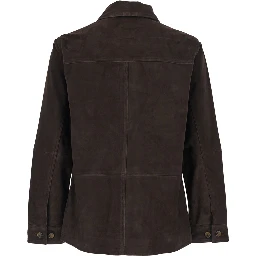 Jacket CAMOSCIO Brown with Leather Front Closure Men