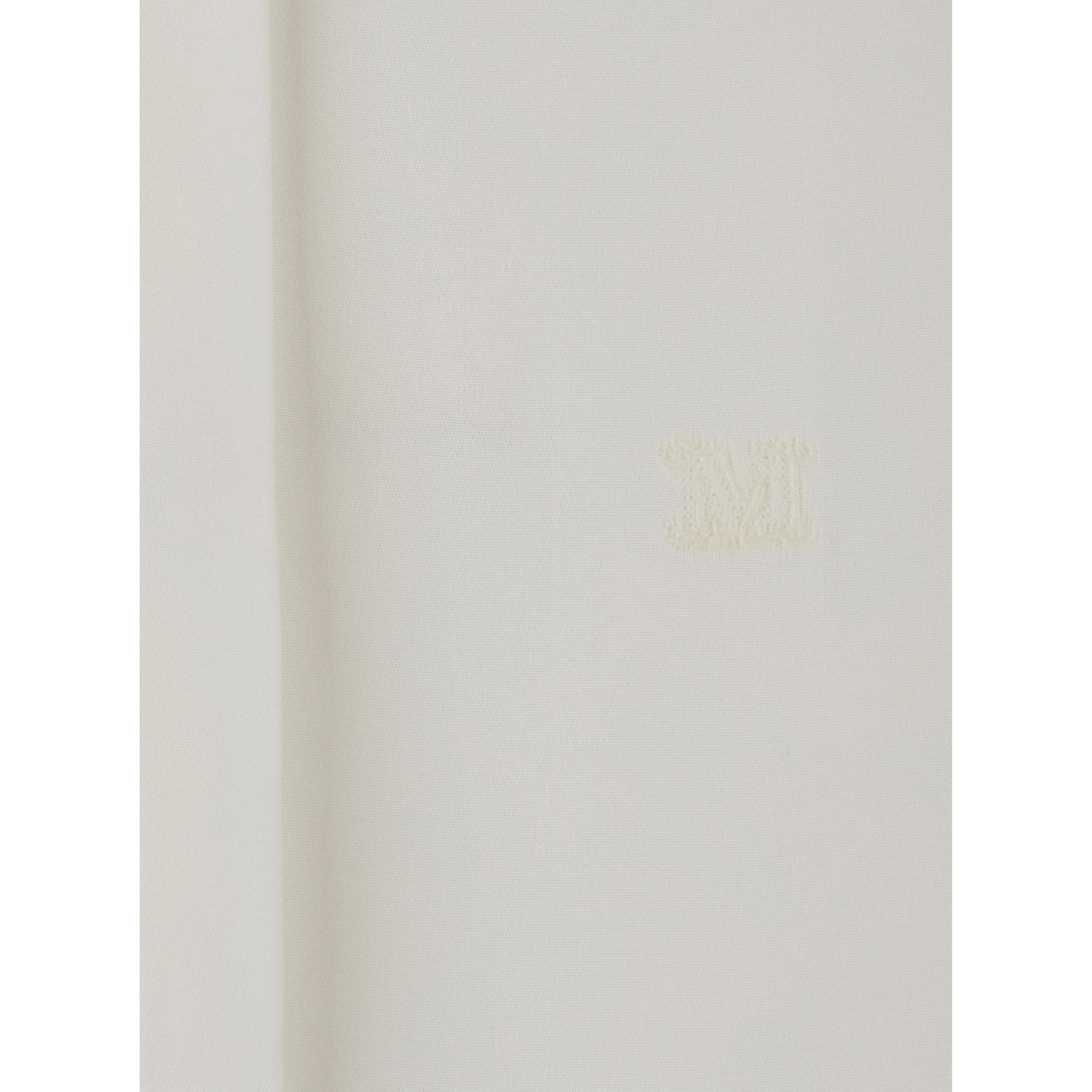 Geranio White Shirt with Classic Collar and Logo Embroidery on the Front in Silk for Women