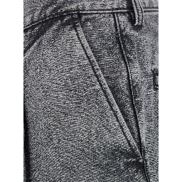 Unisex pleated jeans in black cotton