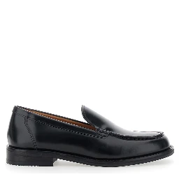 Linn Black Loafers with rounded toe in leather for women
