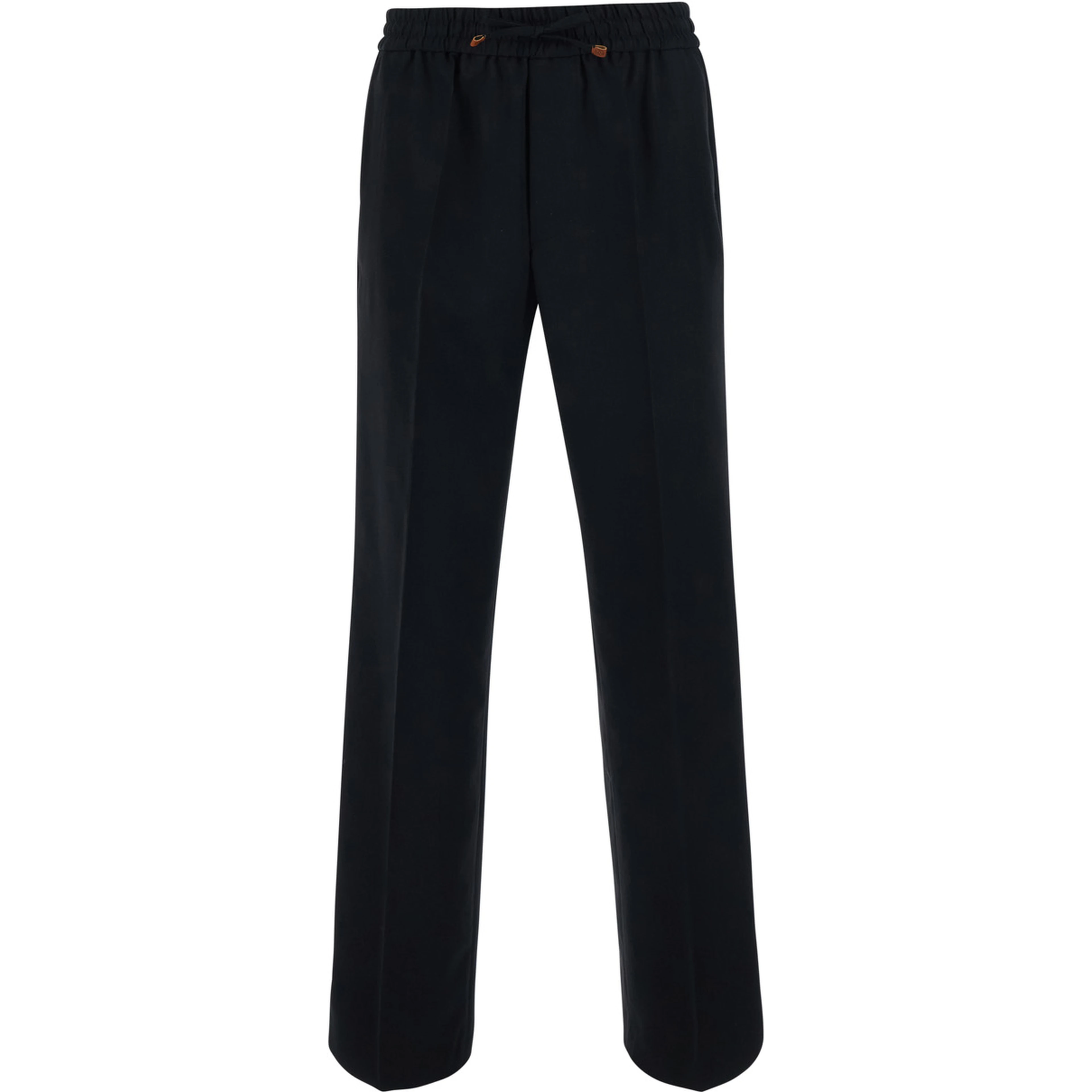 Black Pants with elasticated drawstring waist in Blend wool for men