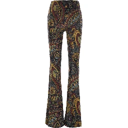 Multicolor Flared Leg Pants with All-Over Print in Tech Fabric for Women
