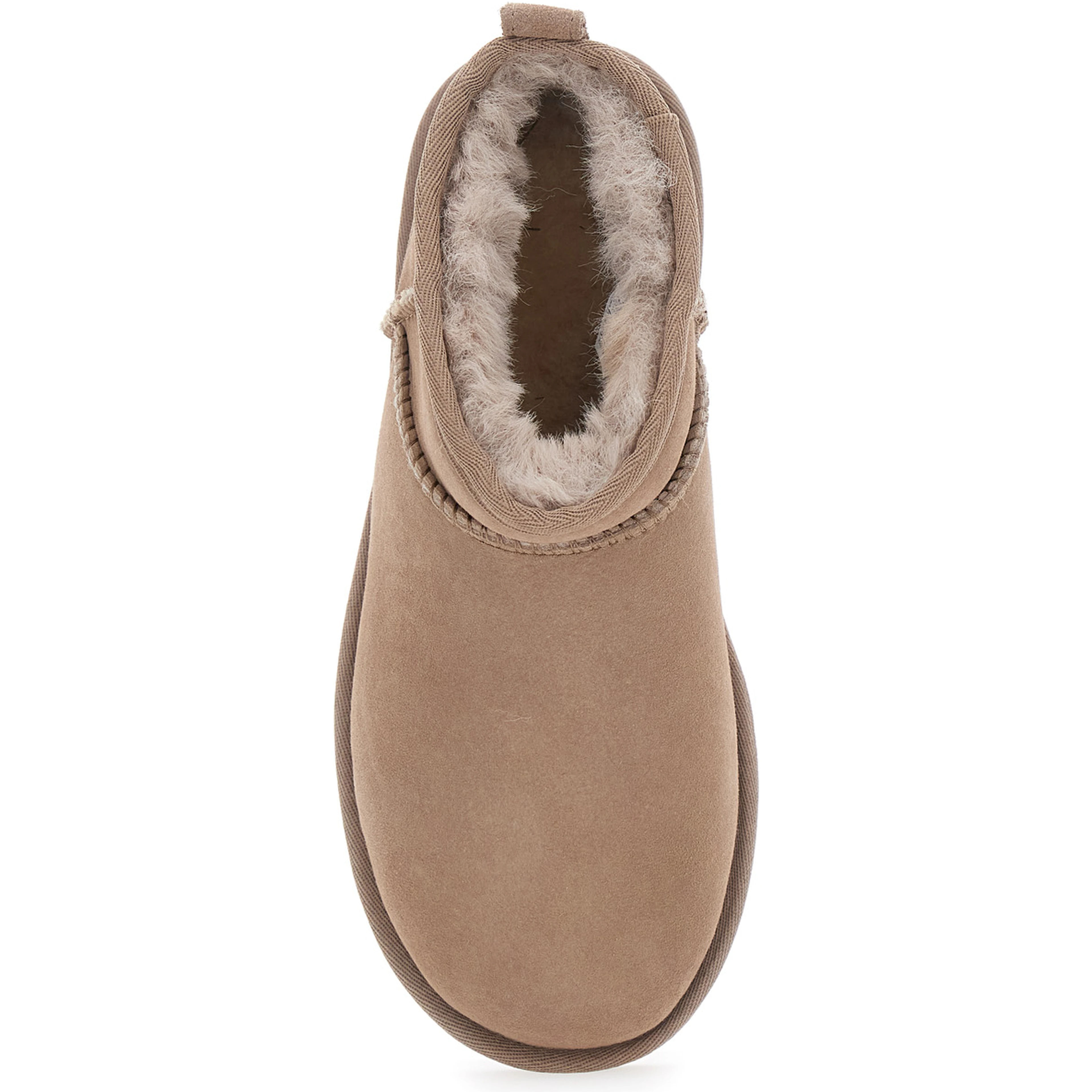 Ultra Mini Ankle Boots with Logo on the Back in Beige Suede for Women