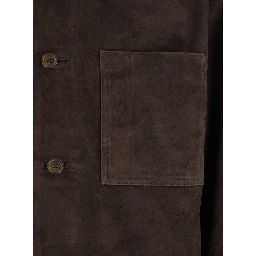 Jacket CAMOSCIO Brown with Leather Front Closure Men