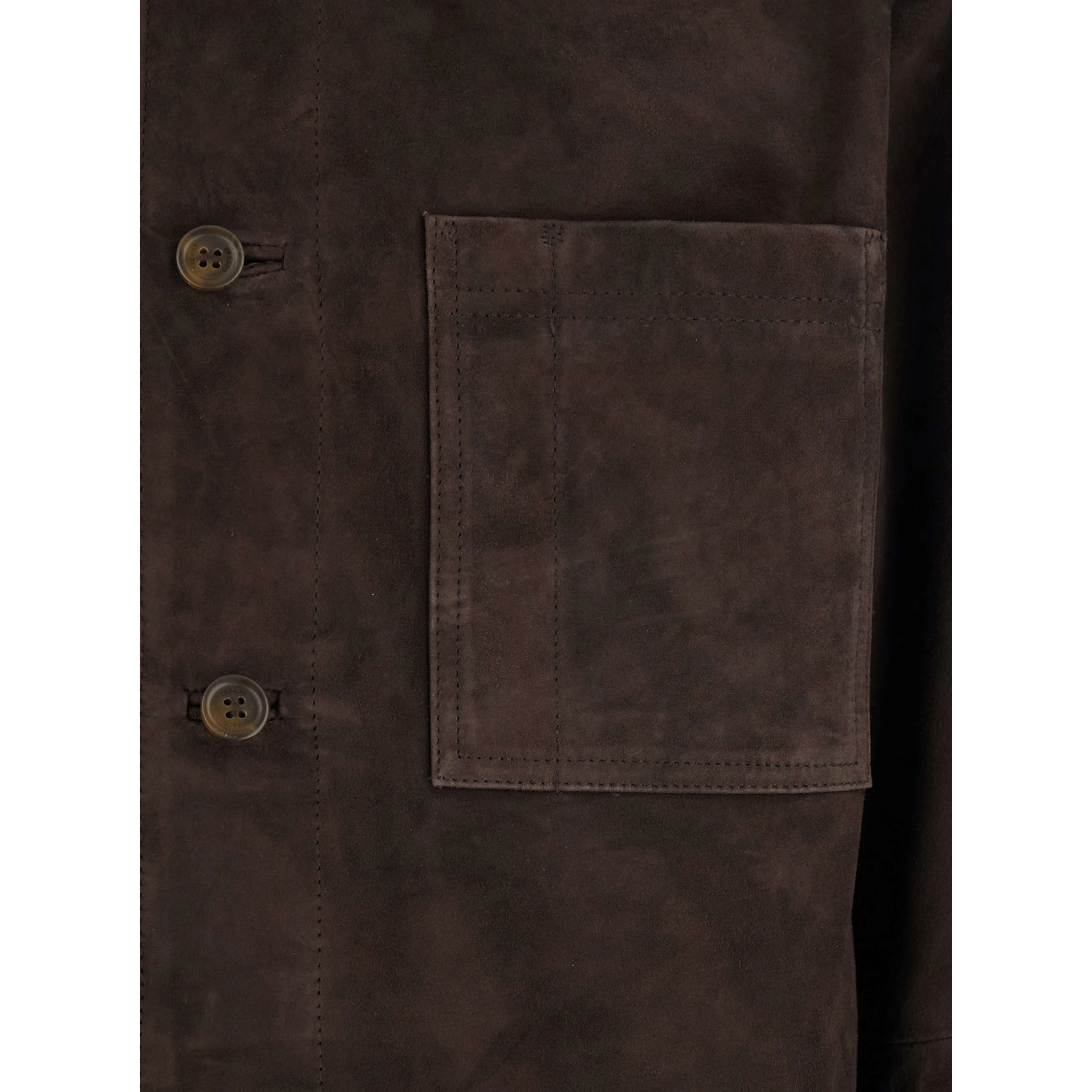Jacket CAMOSCIO Brown with Leather Front Closure Men