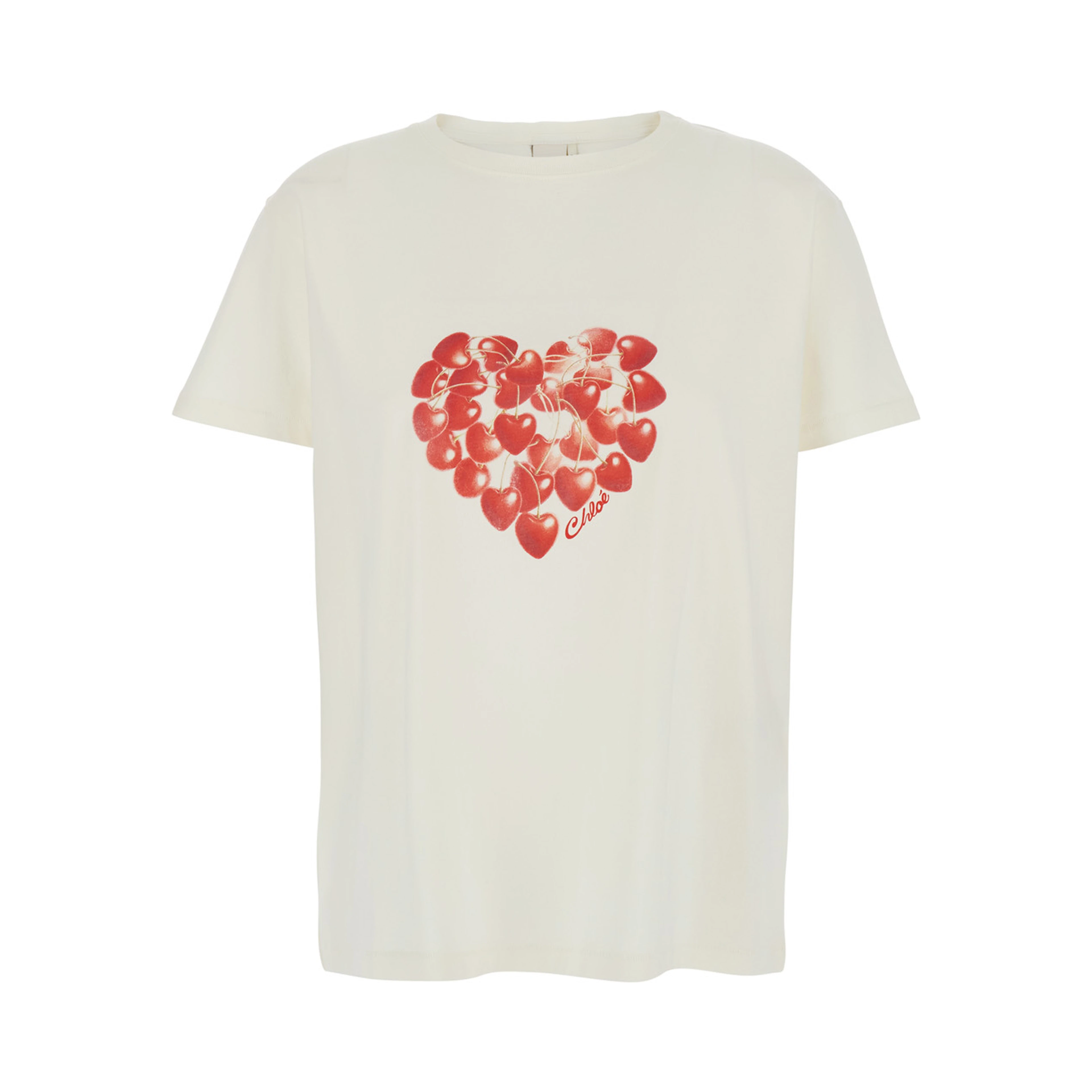 White T-shirt with round neckline and short sleeves in cotton for women