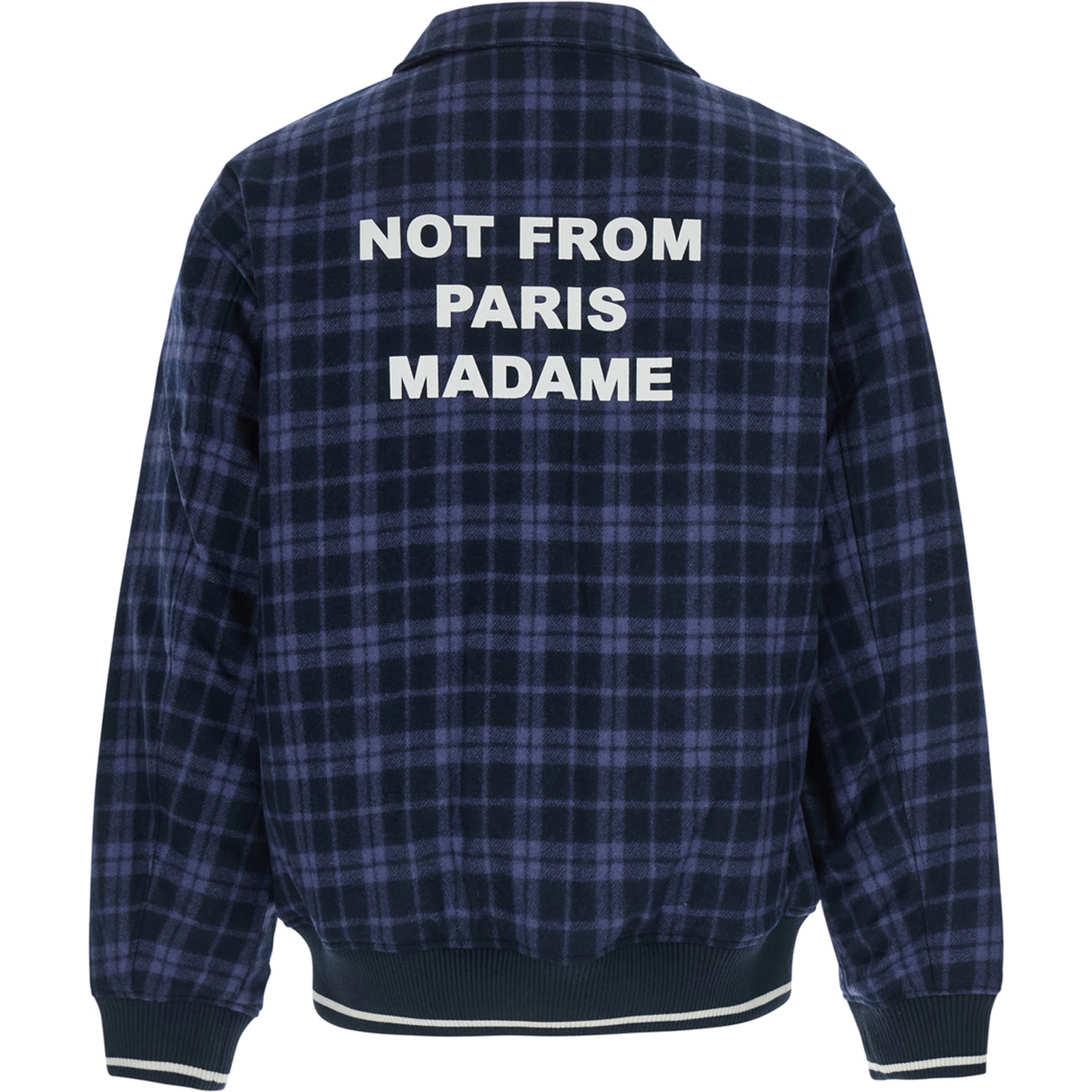 Blue Jacket with classic collar and all-over check motif in wool blend for men