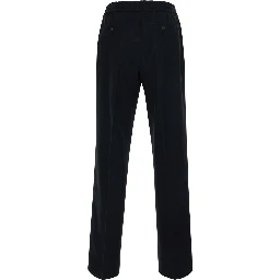 Black Pants with elasticated drawstring waist in Blend wool for men