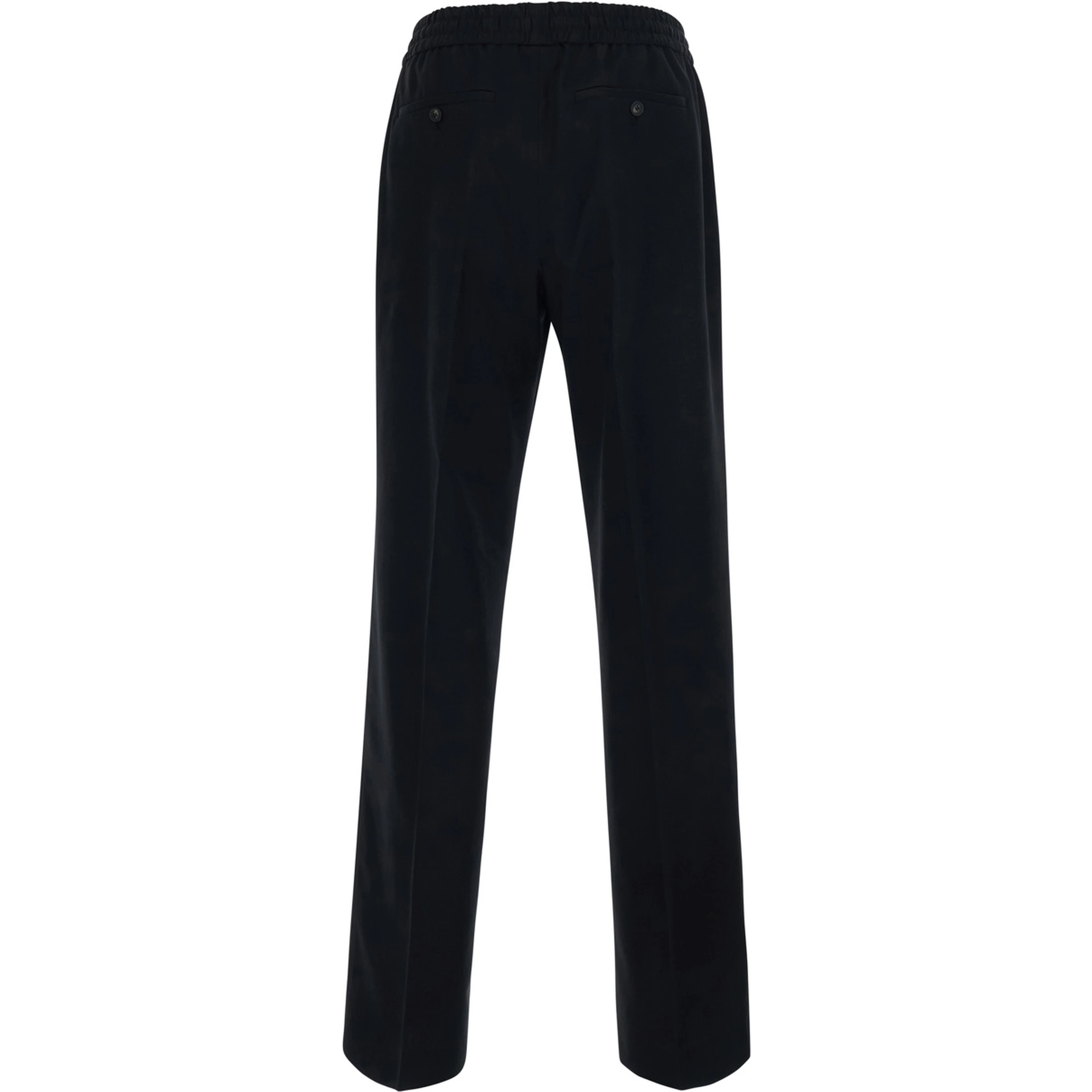 Black Pants with elasticated drawstring waist in Blend wool for men