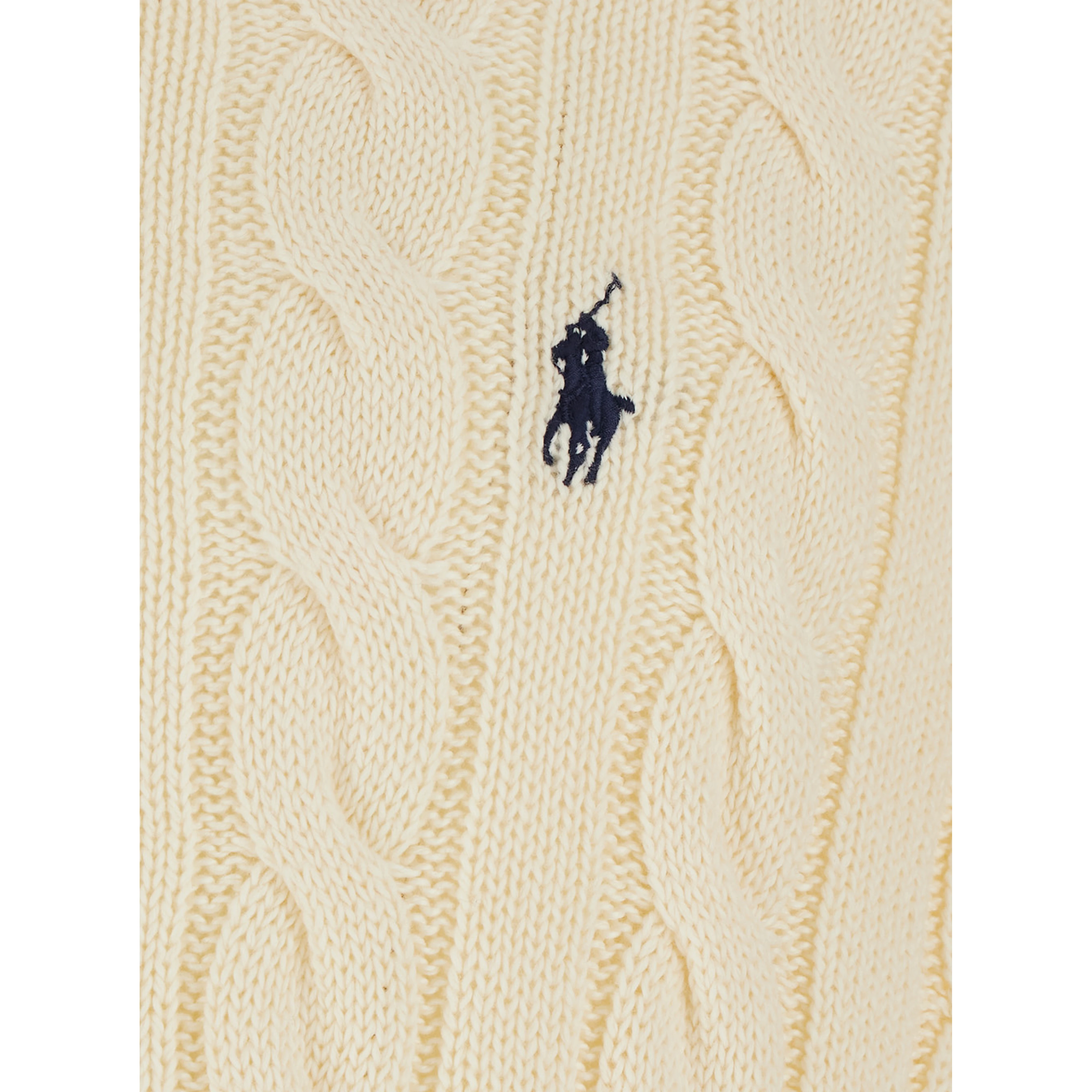 White Crewneck sweater with cable knit and Pony embroidery on the front in cotton for men