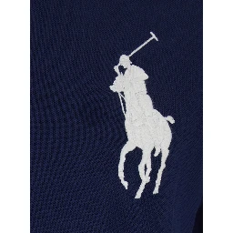 Custom Fit Blue polo shirt with Maxi Pony on the Front and Numeric Logo on the Sleeve in Cotton for Men