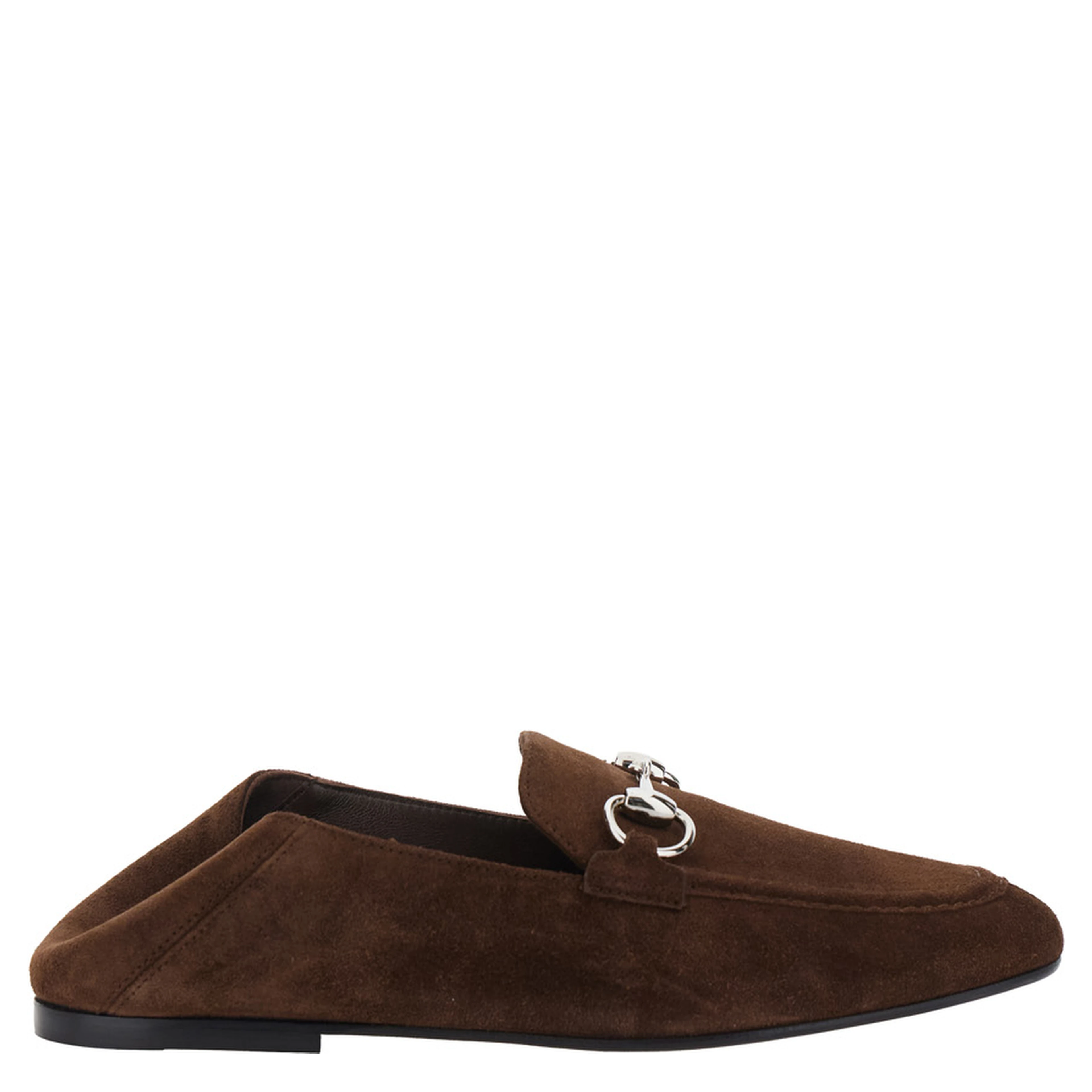 Pierre Brown loafers with front Horsebit plaque in suede for women