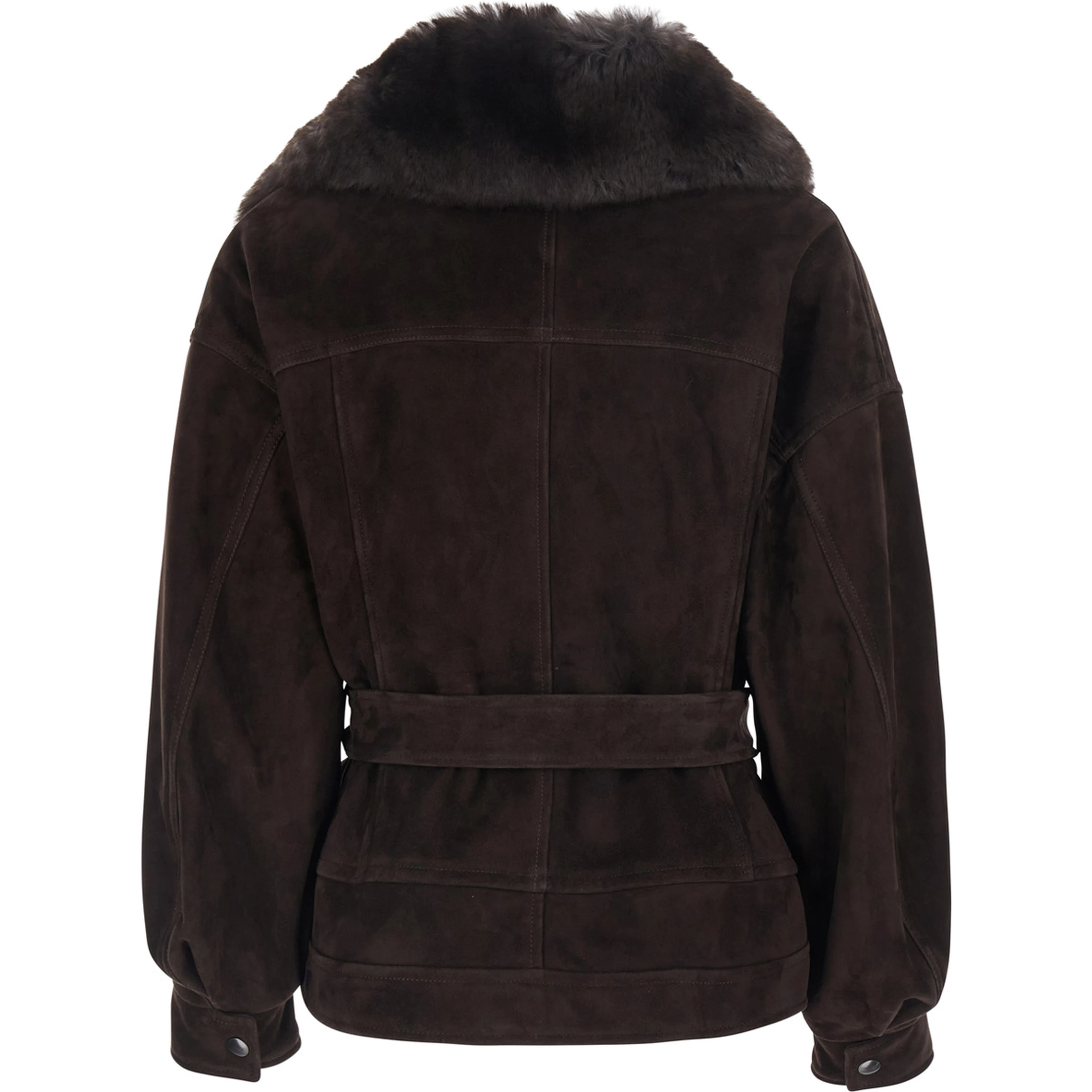 Brown Merino Shearling and Suede Jacket with 100% suede and man