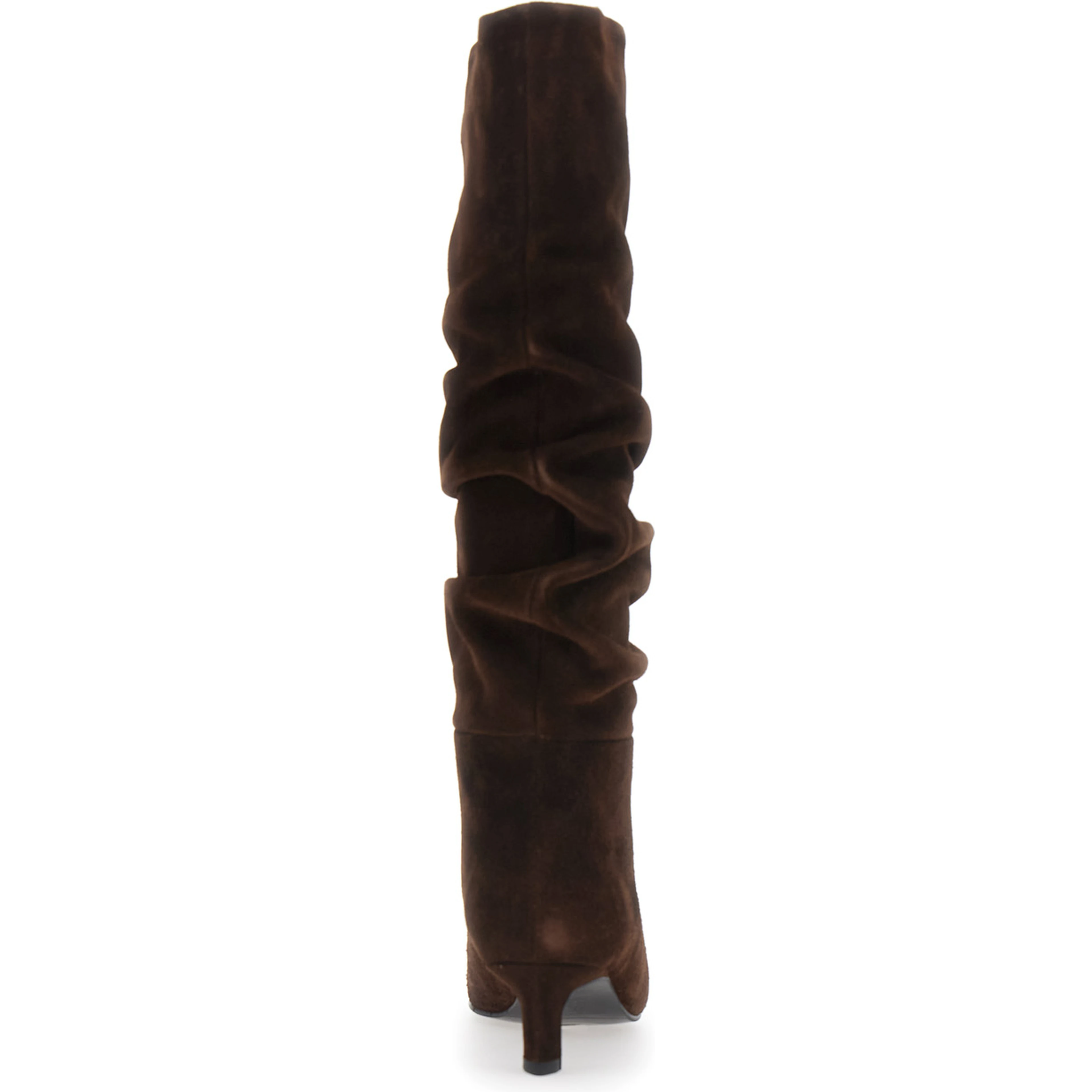 Kalila Brown Knee-high Boots with Square Toe and Low Heel in Suede for Women