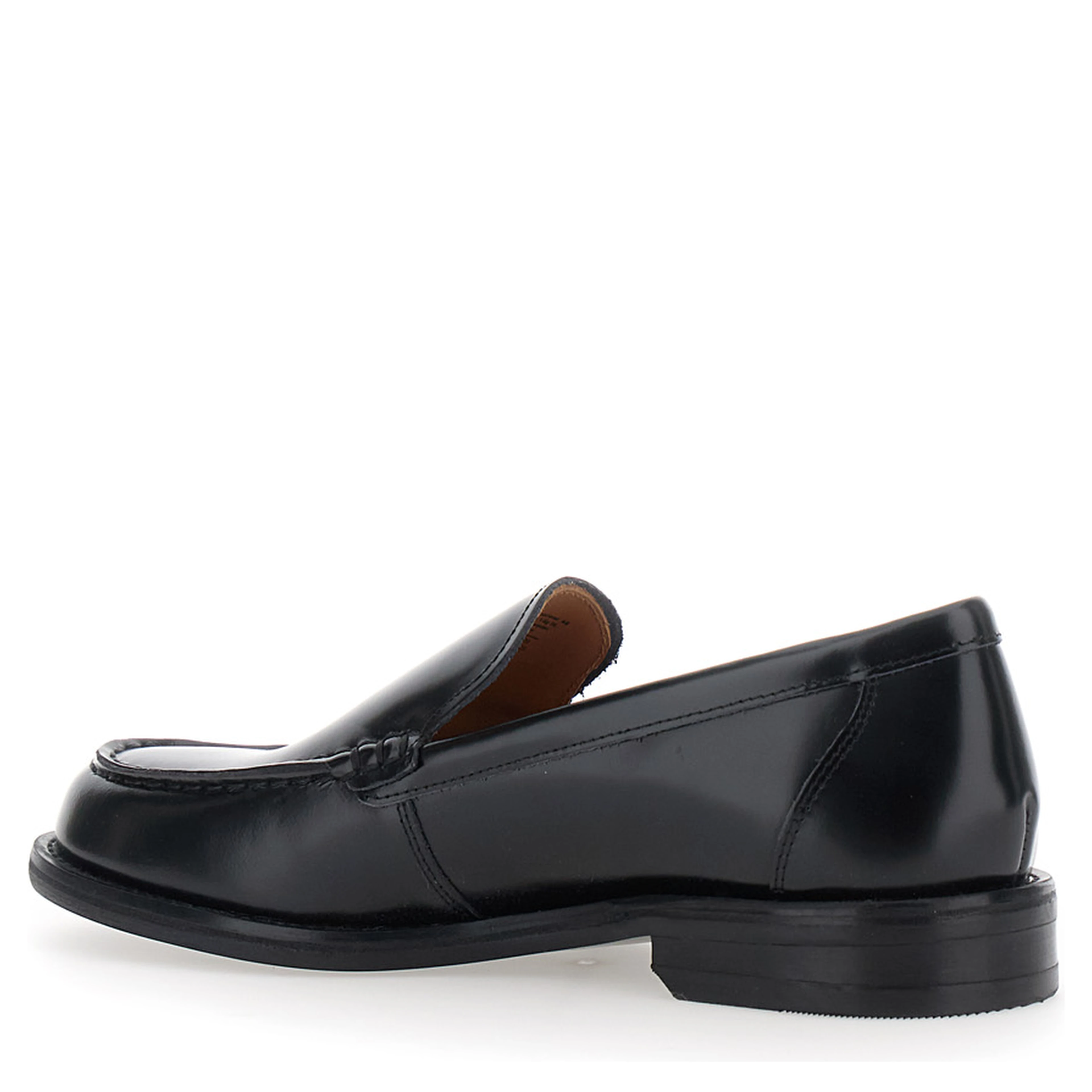 Linn Black Loafers with rounded toe in leather for women