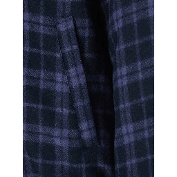 Blue Jacket with classic collar and all-over check motif in wool blend for men
