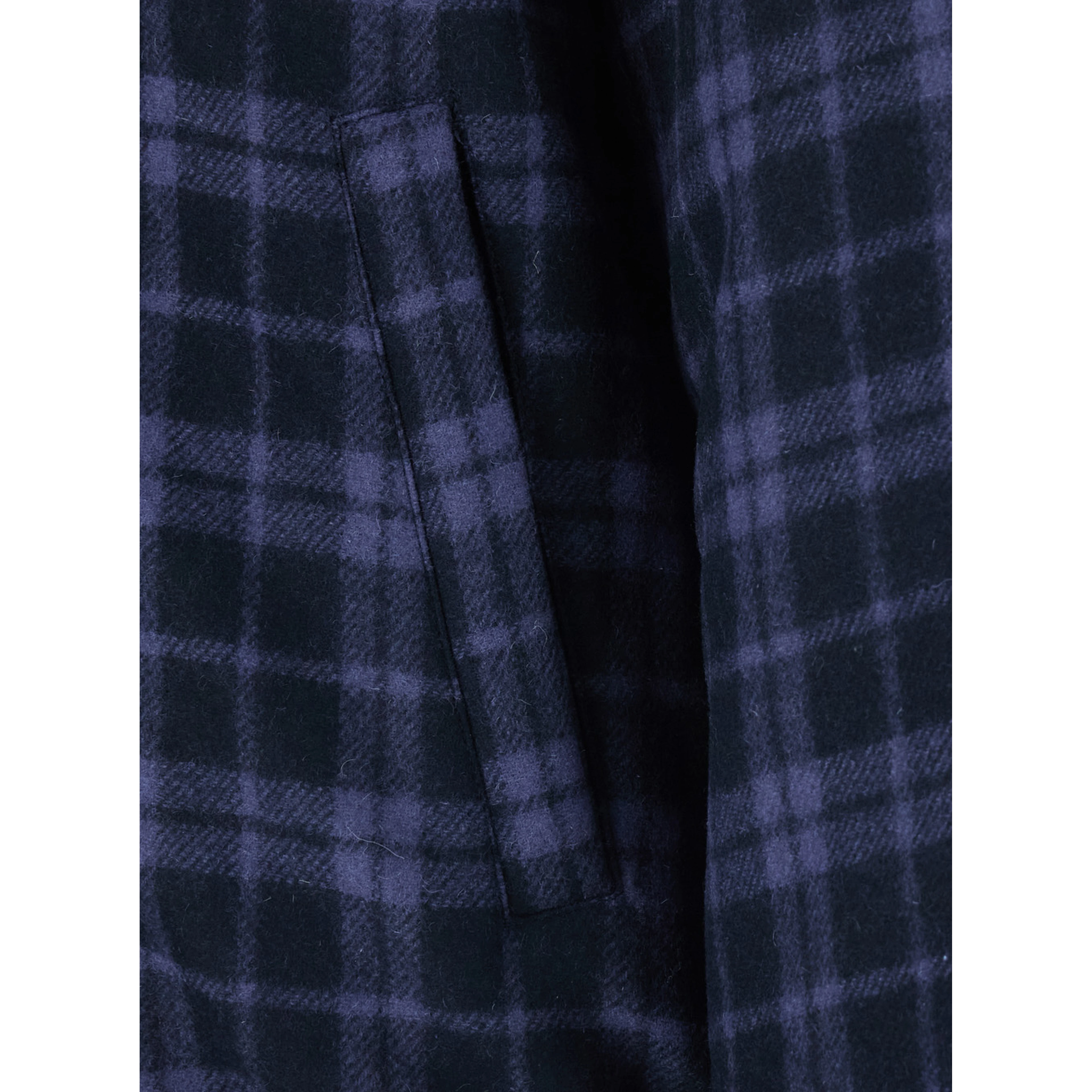 Blue Jacket with classic collar and all-over check motif in wool blend for men