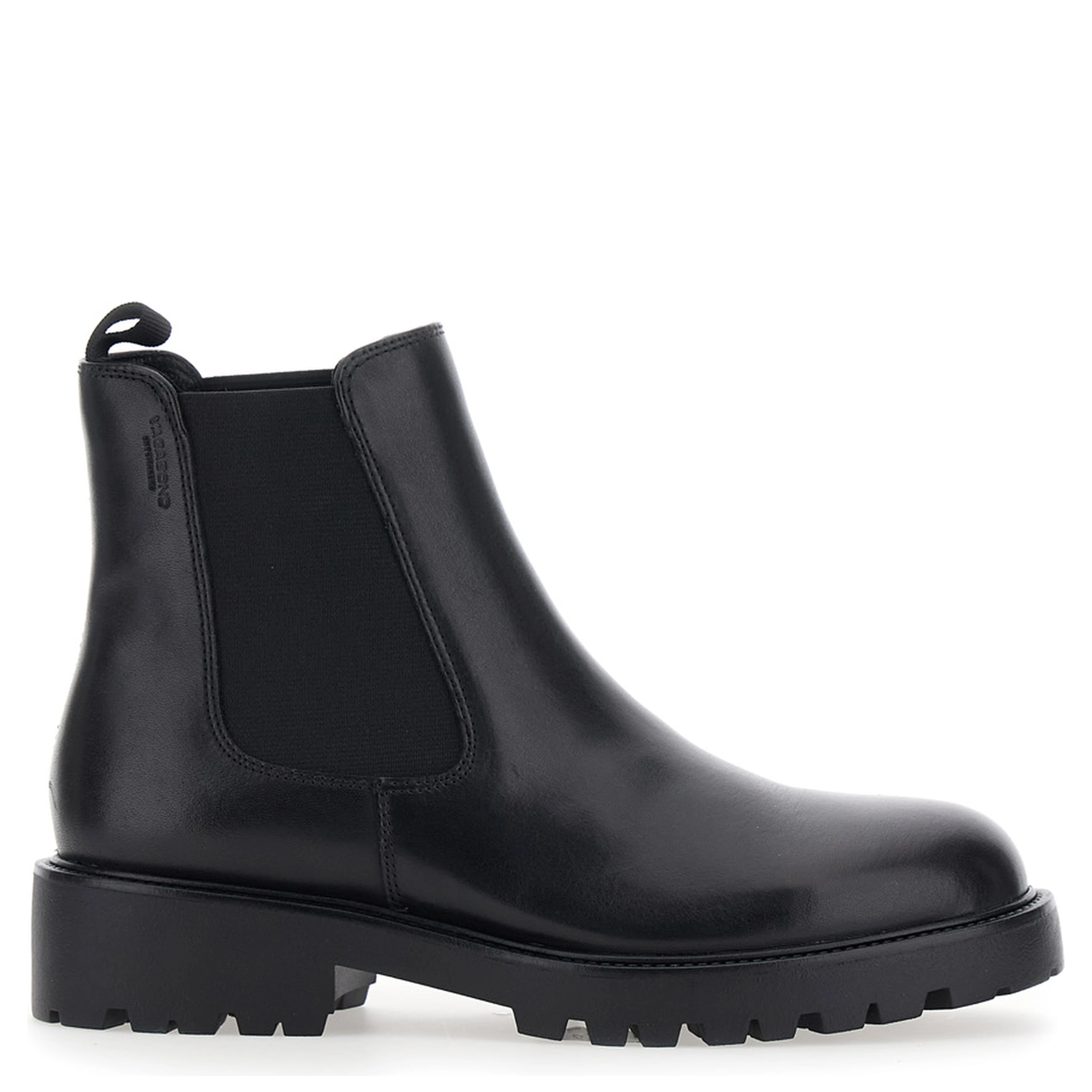 KENOVA Black Ankle Boots with Elasticized Details on the Side in Leather for Women
