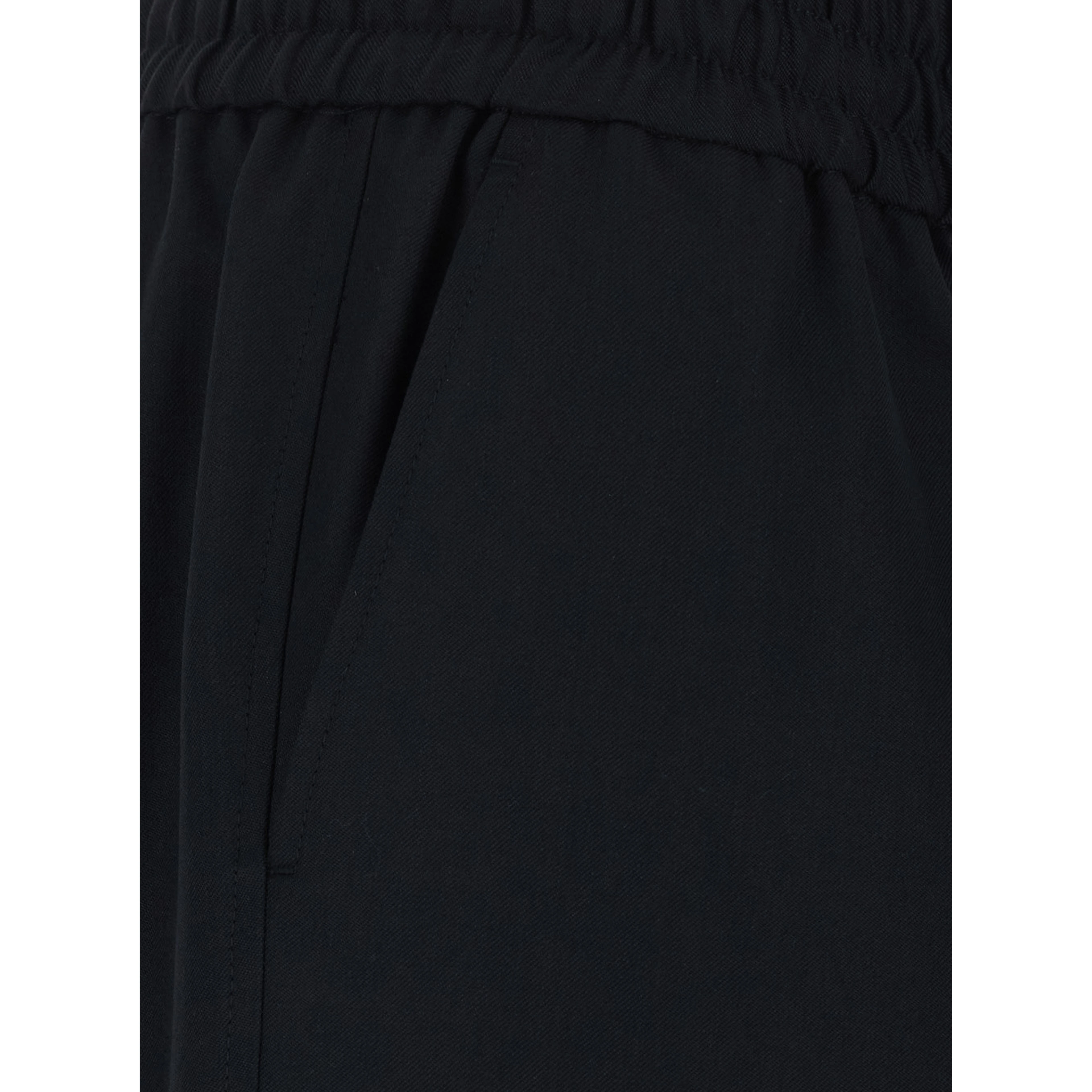 Black Pants with elasticated drawstring waist in Blend wool for men