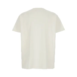 White T-shirt with round neckline and short sleeves in cotton for women