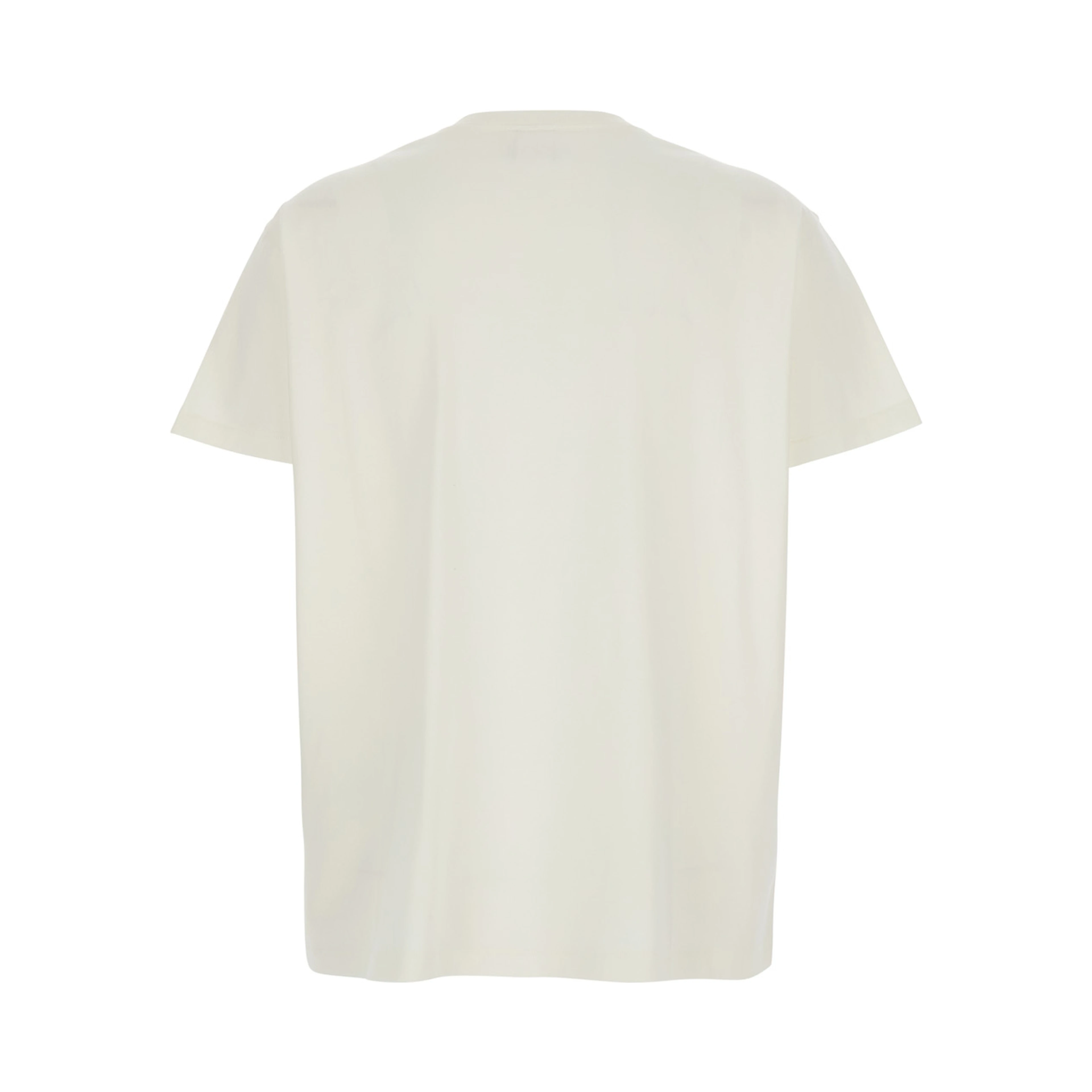 White T-shirt with round neckline and short sleeves in cotton for women