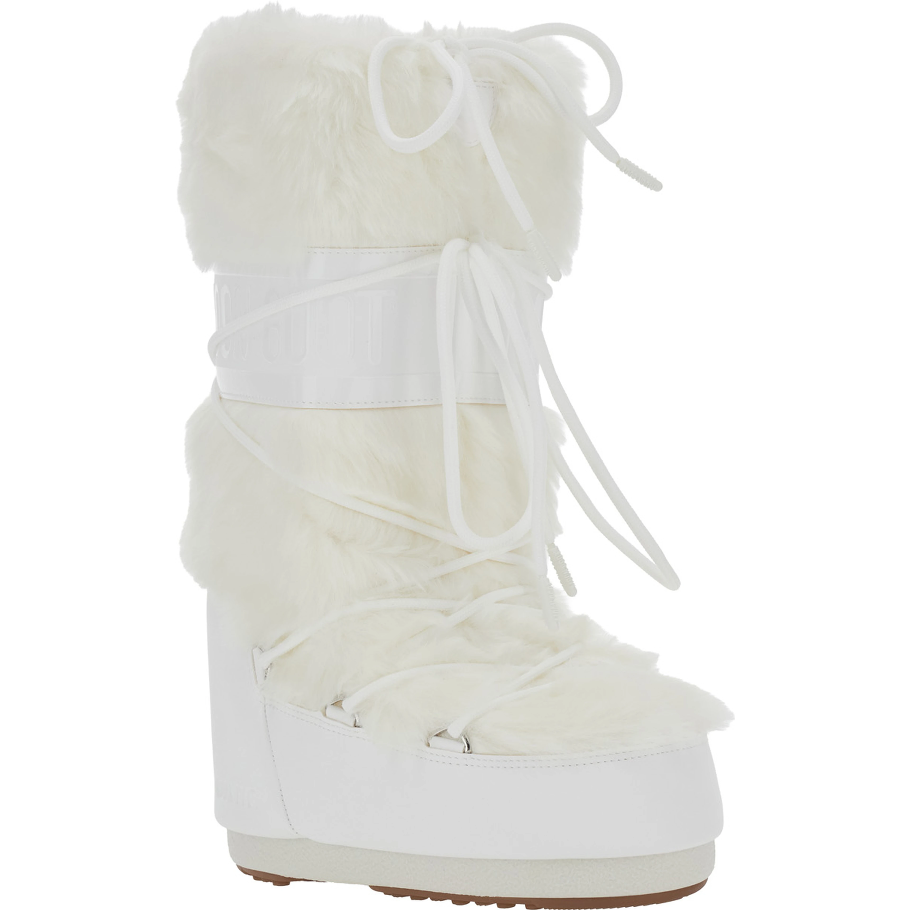 Icon Fur white Snow Boots with Maxi Logo Print on the Side and eco-fur details in Tech Fabric Women