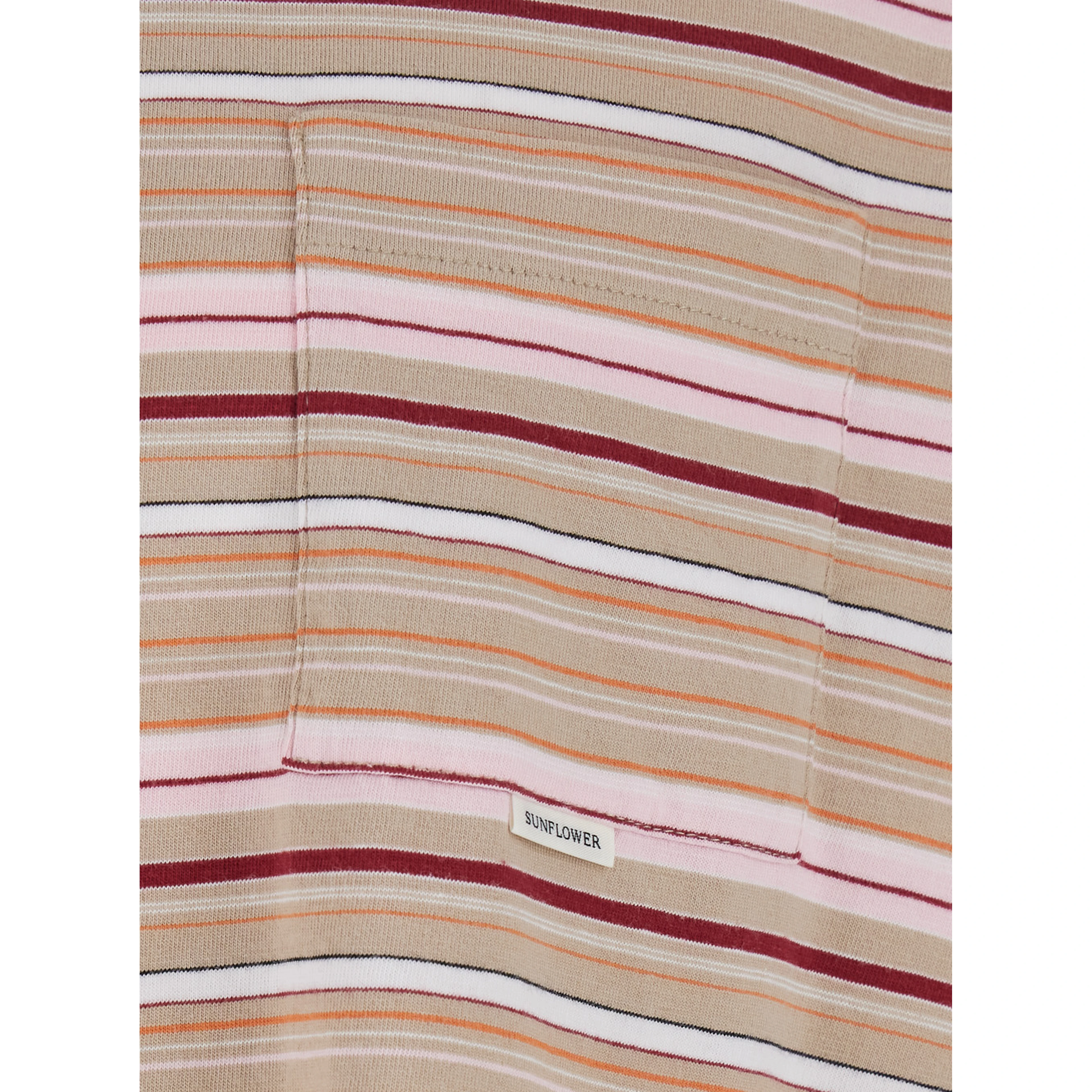 Beige Long Sleeve T-Shirt with All-Over Stripe Motif in Cotton for Men