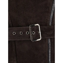 Brown Merino Shearling and Suede Jacket with 100% suede and man