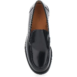 Linn Black Loafers with rounded toe in leather for women