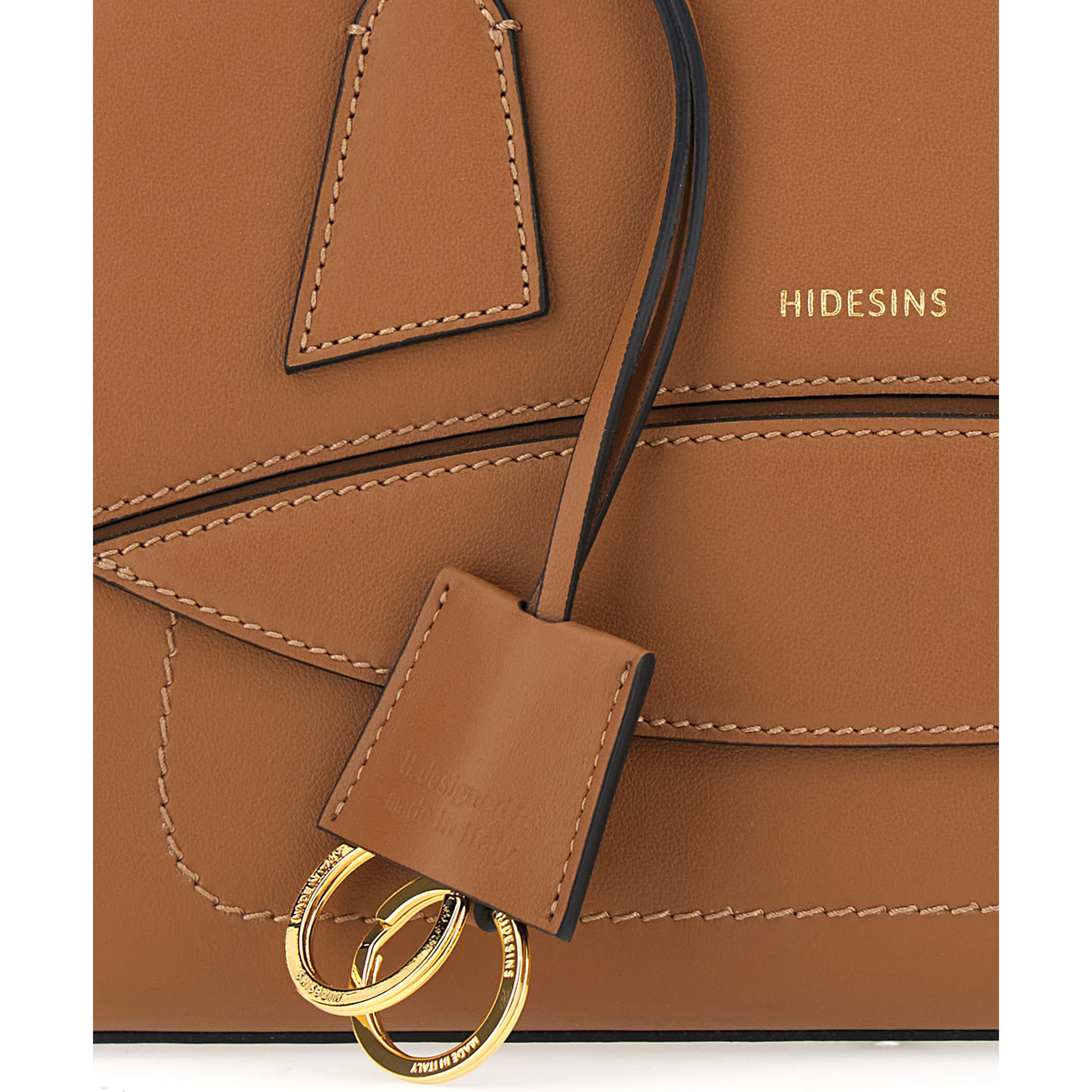 Brown Shoulder bag Small with Front Pocket and Logo lettering in Leather for Women