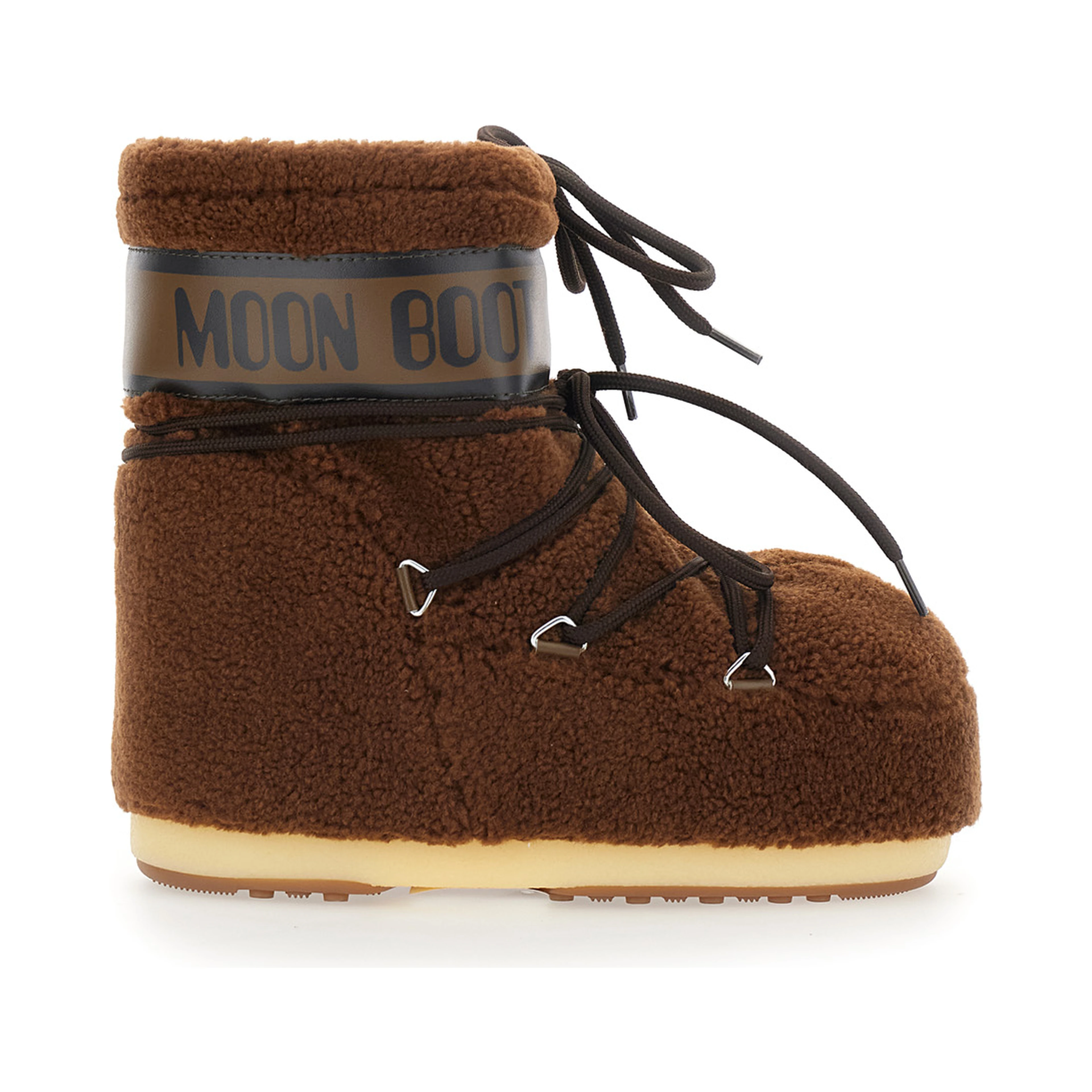 Icon Low Brown Snow Boots with Maxi Logo Print on the Side in Fleece for Women