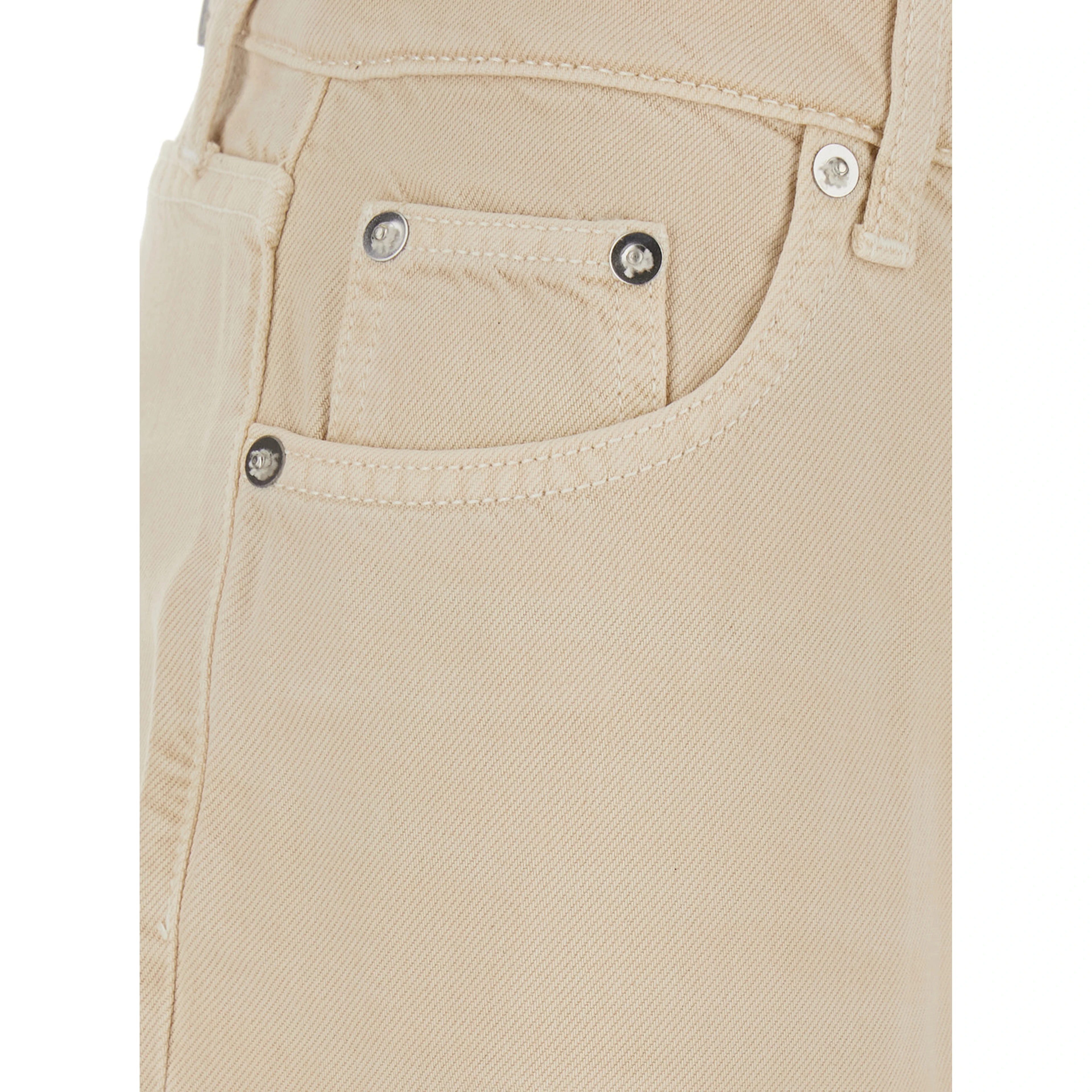 Beige Jeans with Wide Leg and Logo Patch on the Back in Denim or Women