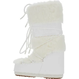 Icon Fur white Snow Boots with Maxi Logo Print on the Side and eco-fur details in Tech Fabric Women