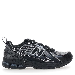 1906E Black Low Top Sneakers with Logo Patch on the Side in Leather and Tech Fabric Unisex