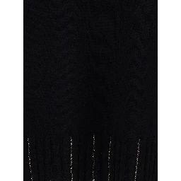 black sweater with V-neck and rhinestone details in wool and silk Blend women