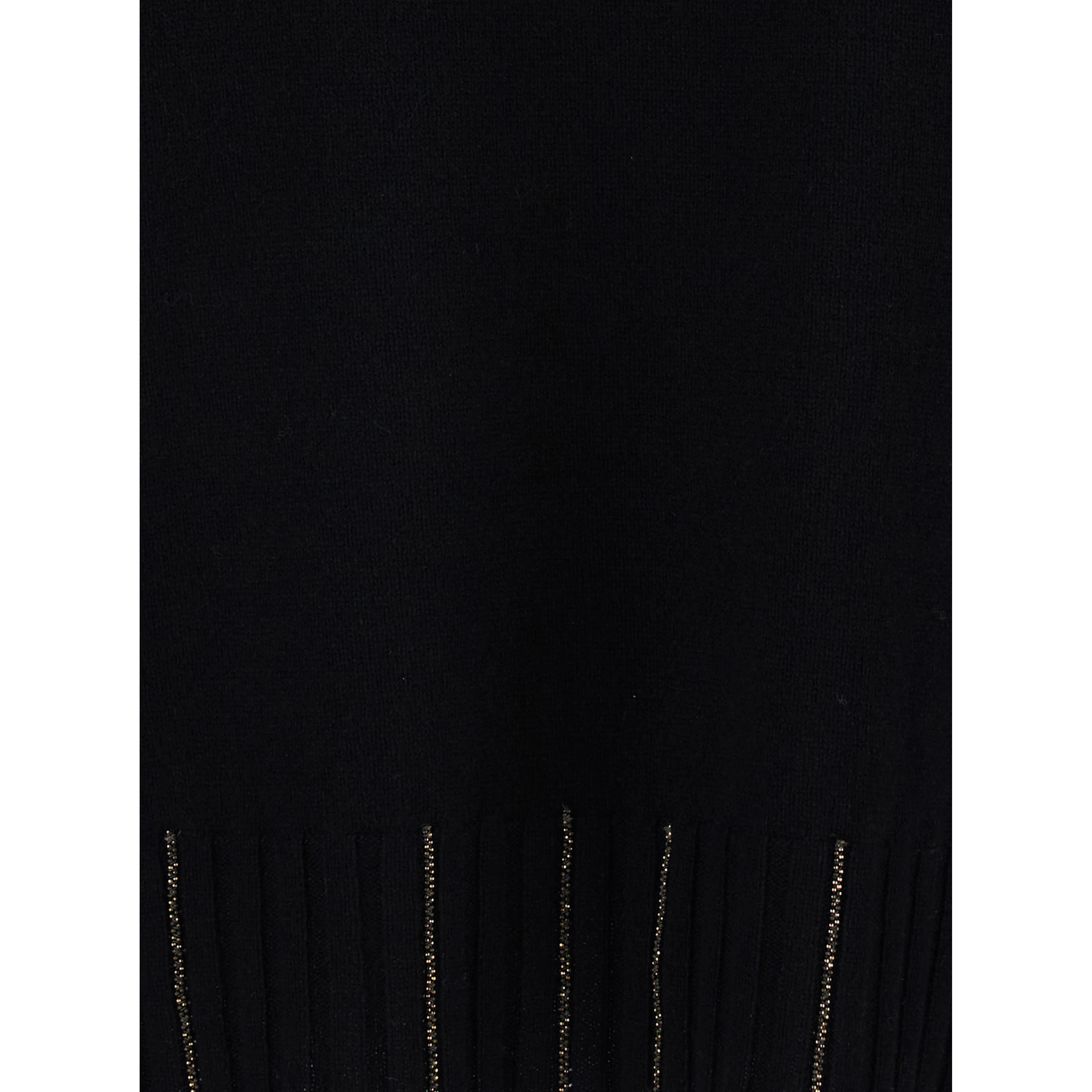 black sweater with V-neck and rhinestone details in wool and silk Blend women