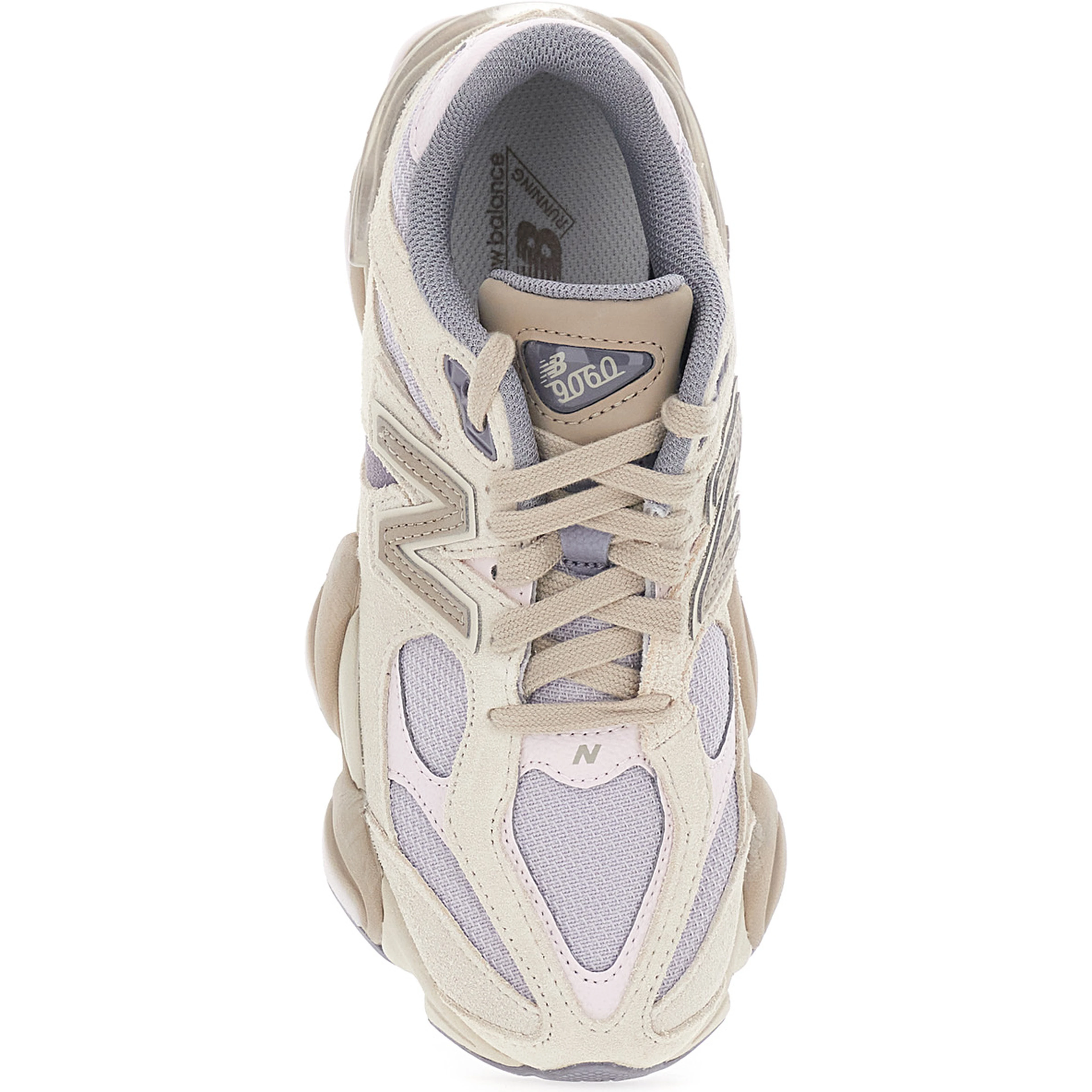 9060 Pink Low Top Sneakers with insert design and logo patch on the side in fabric and leather unisex