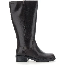 Karlie Brown Boots with Round Toe in Leather for Women