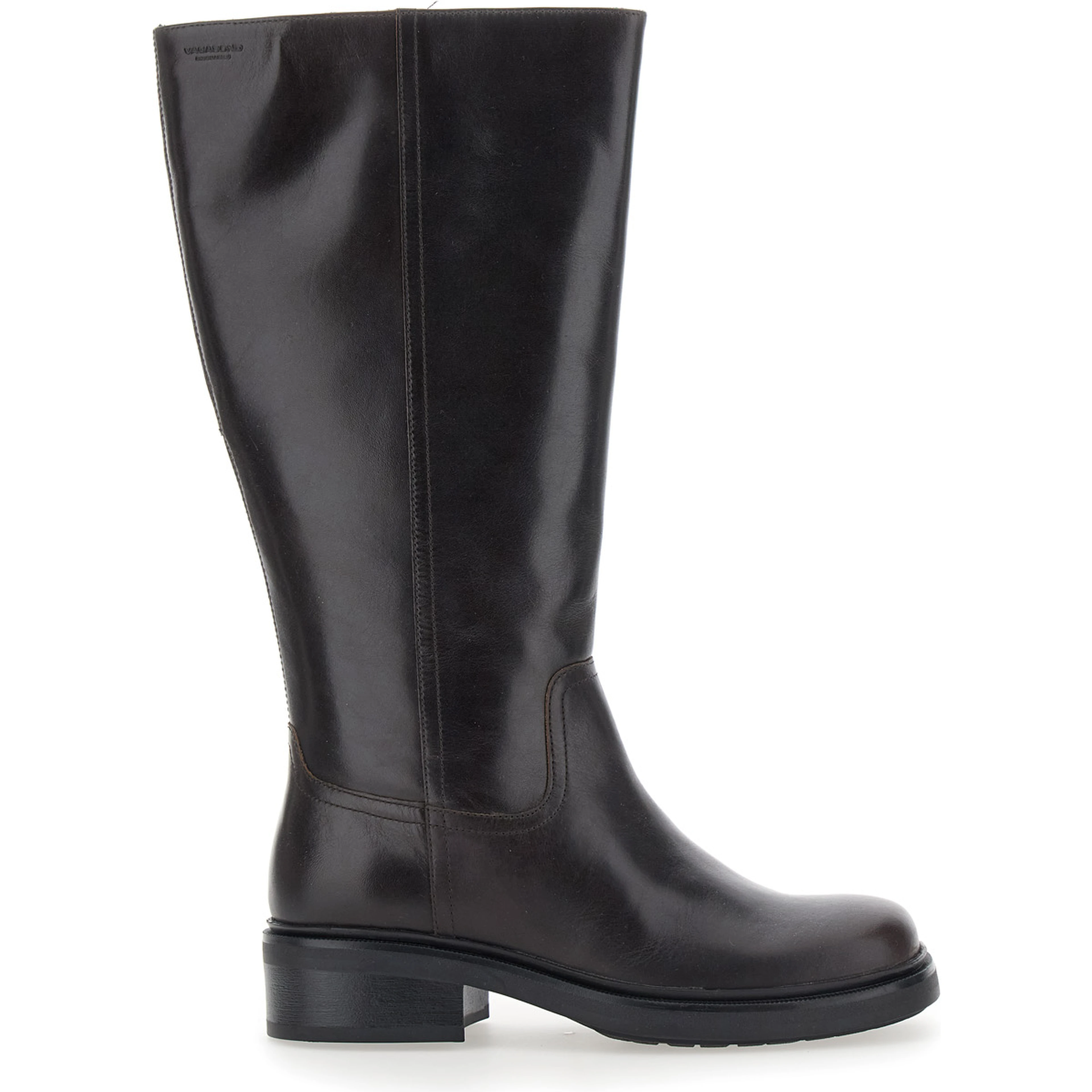 Karlie Brown Boots with Round Toe in Leather for Women